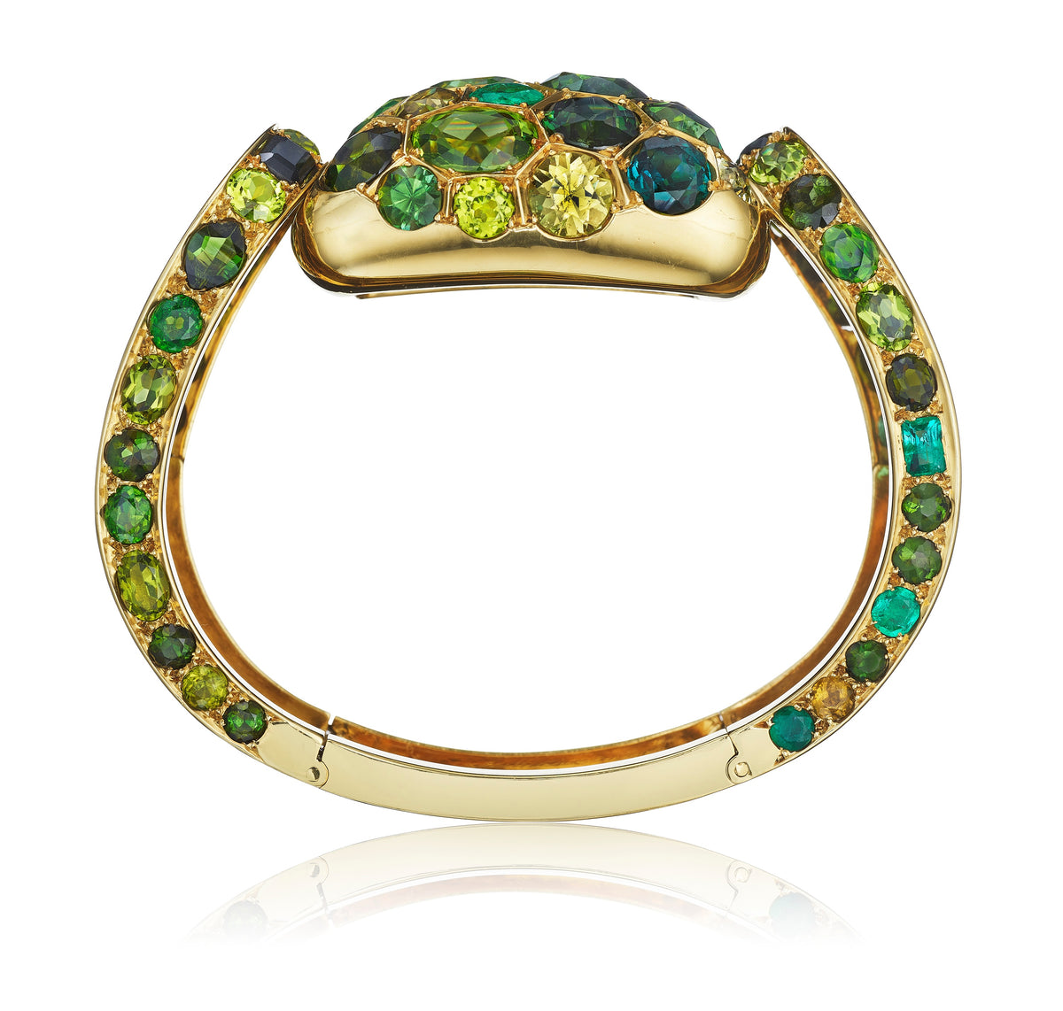 Multi-Gem and Gold “Serti Couteau” Bangle Bracelet by Suzanne Belperron, Paris, circa 1960 — additional professional view