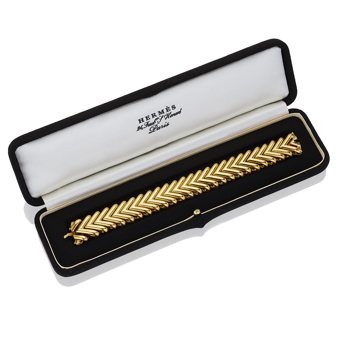 Gold “Vé” Bracelet by Hermès, Paris, circa 1950, Manufactured by Jacques Lenfant for Georges Lenfant