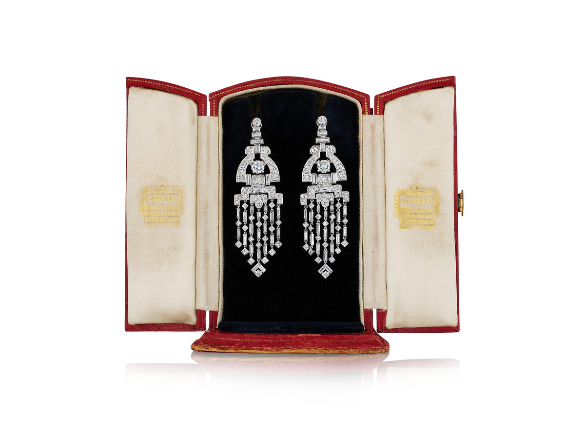 Art Deco Diamond Chandelier Earrings by Cartier, London, circa 1930
