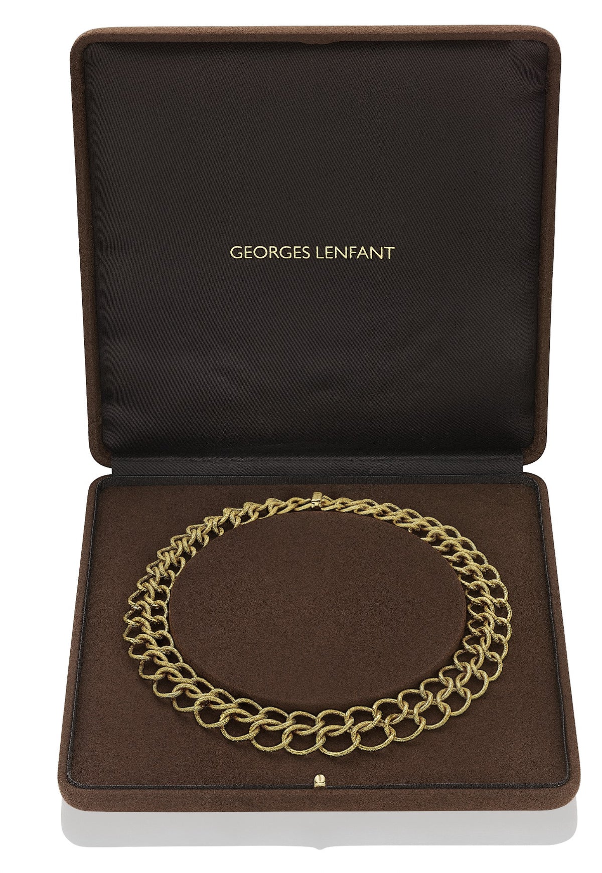 Gold “Paillette” Double Curb Link Necklace by Jacques Lenfant for Georges Lenfant, Paris, circa 1950