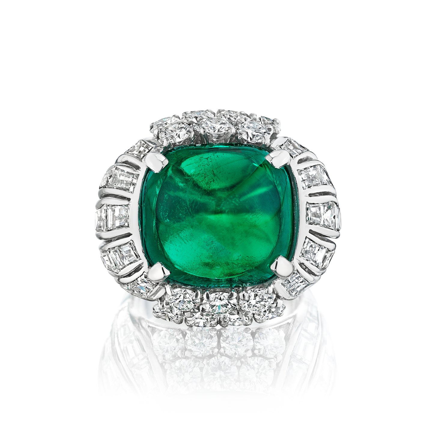 Emerald and Diamond Bombé Ring by Van Cleef & Arpels, Paris, circa 1957