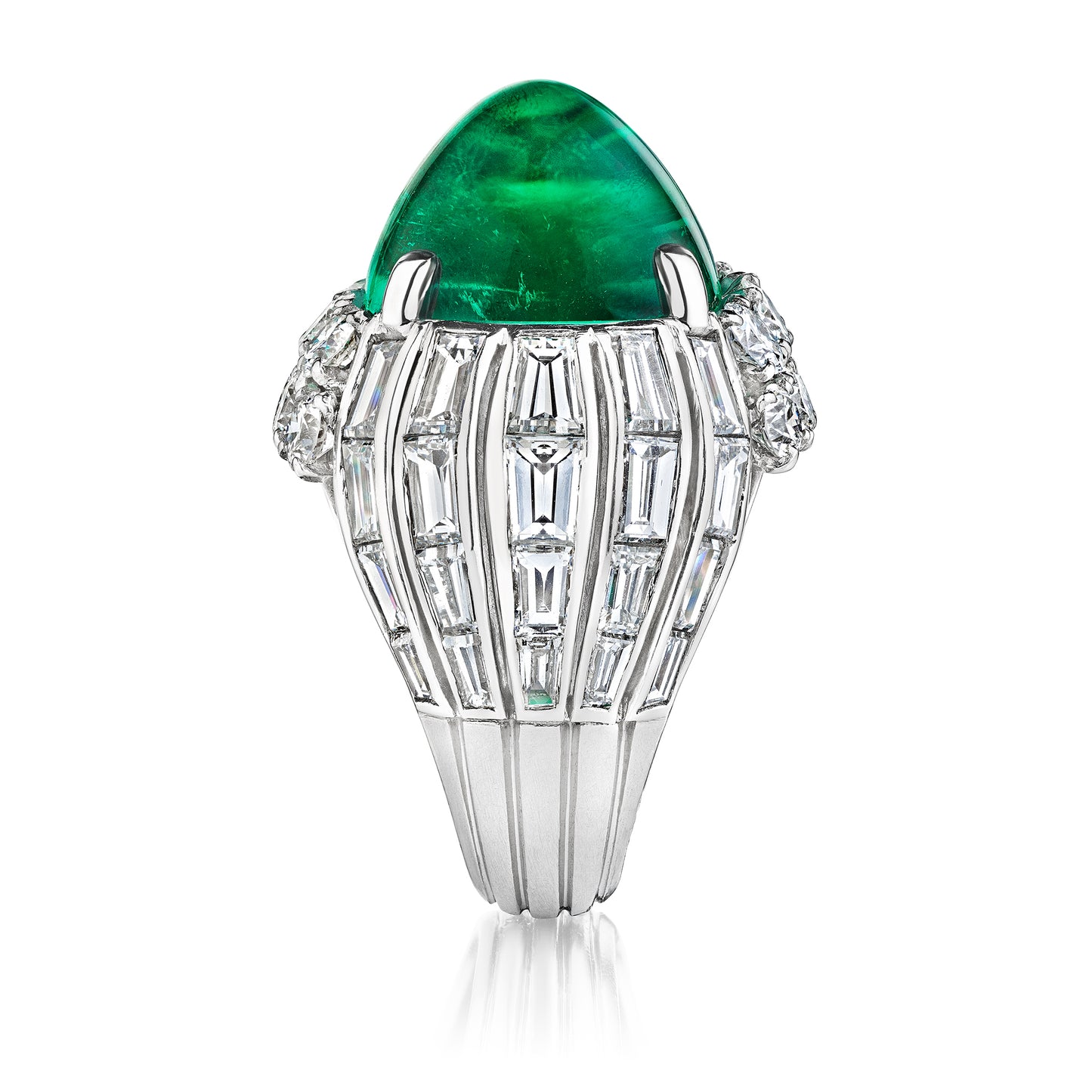 Emerald and Diamond Bombé Ring by Van Cleef & Arpels, Paris, circa 1957
