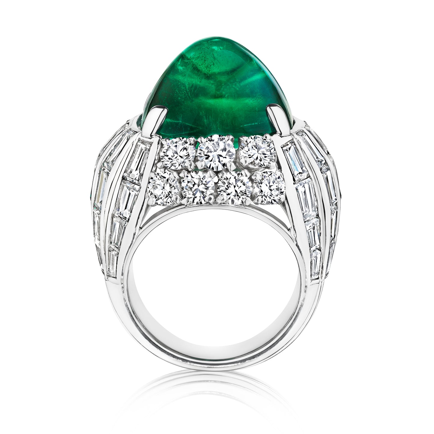 Emerald and Diamond Bombé Ring by Van Cleef & Arpels, Paris, circa 1957