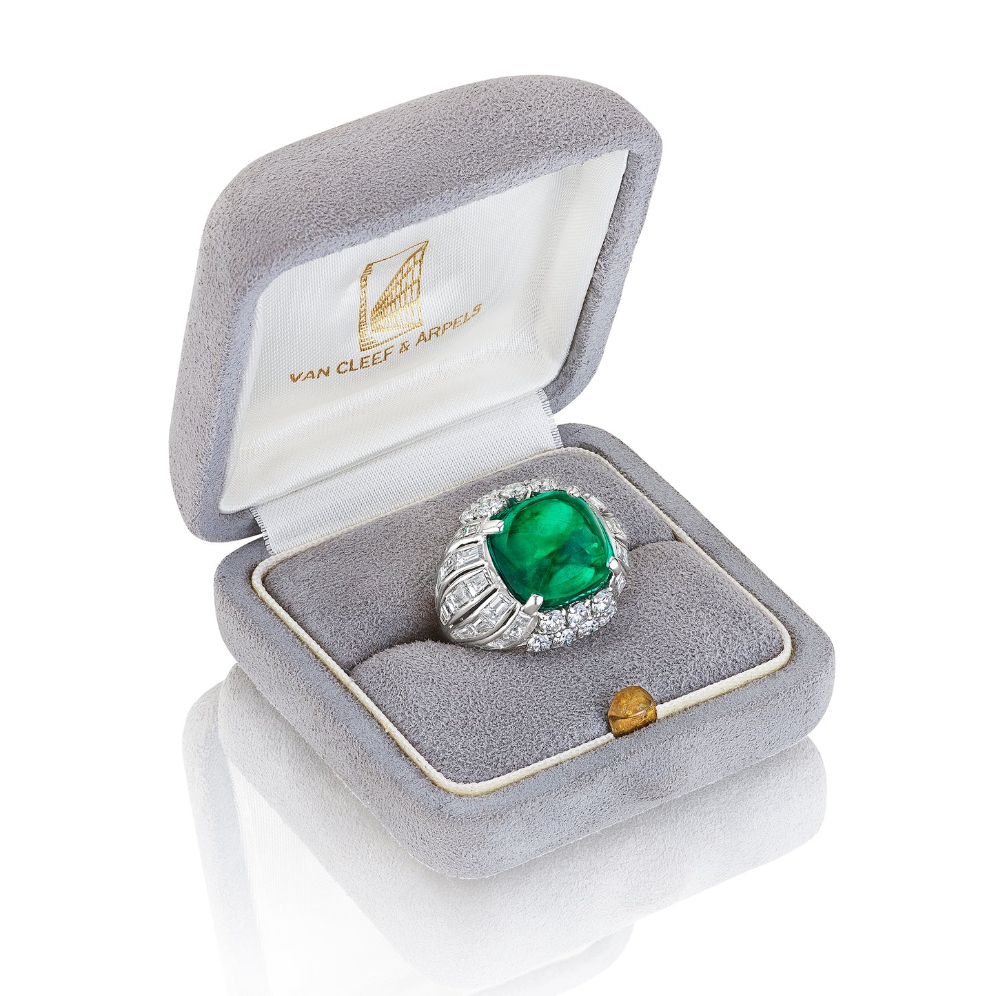 Emerald and Diamond Bombé Ring by Van Cleef & Arpels, Paris, circa 1957