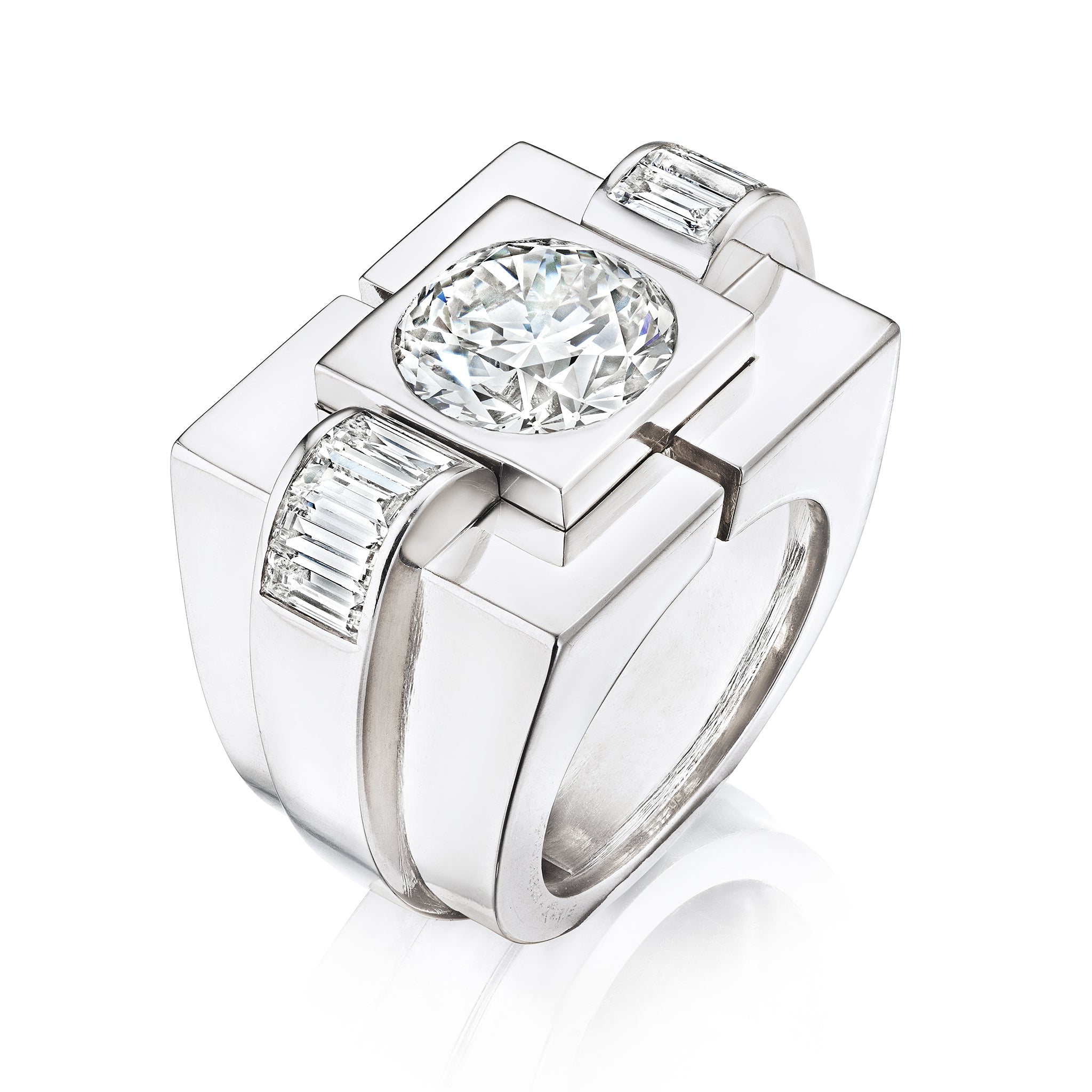 Platinum and Diamond Tank Ring by Boucheron, Paris, 1943