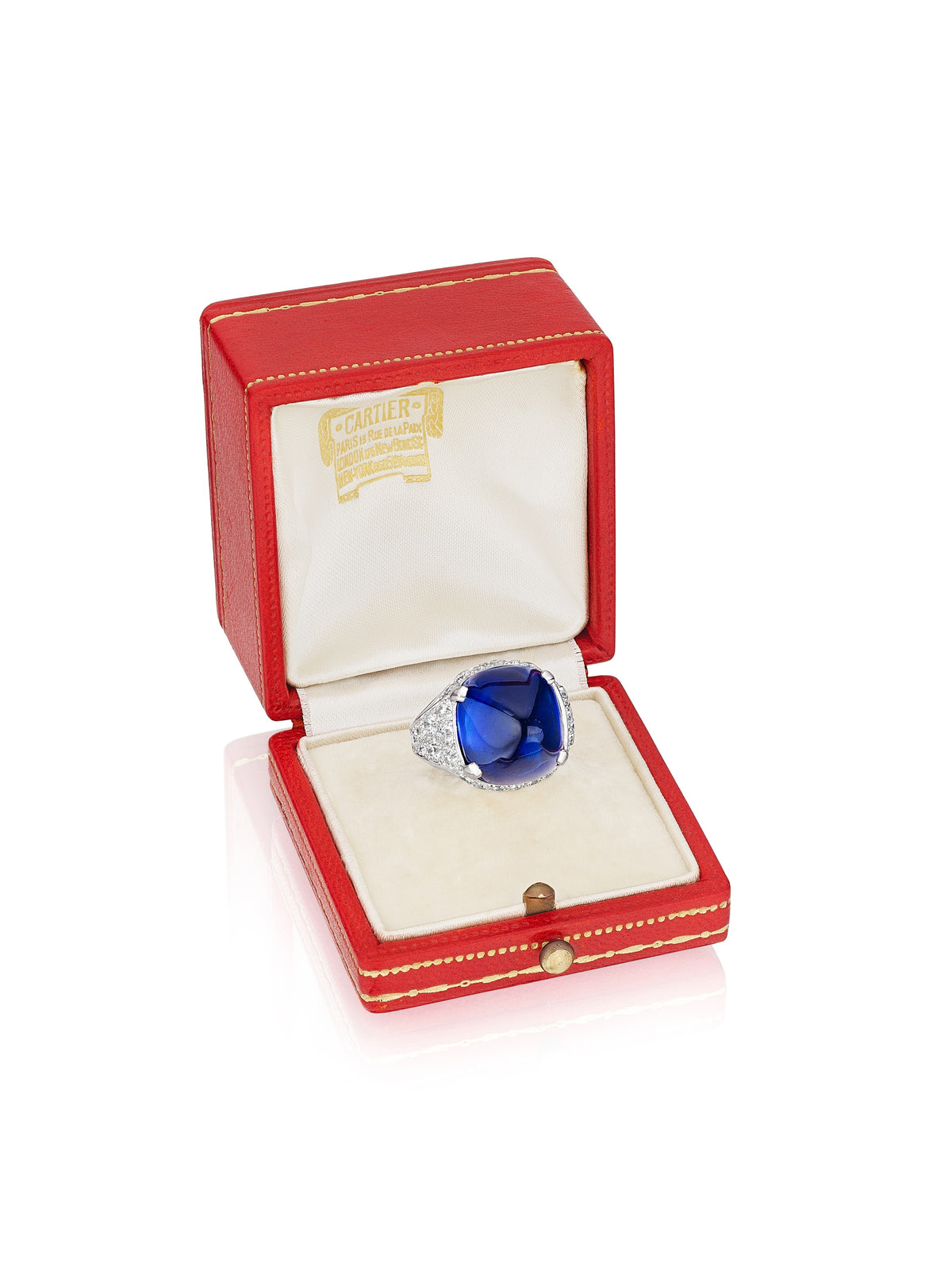 Art Deco Sugarloaf Sapphire and Diamond Ring by Cartier, Paris, circa 1930 — additional professional view