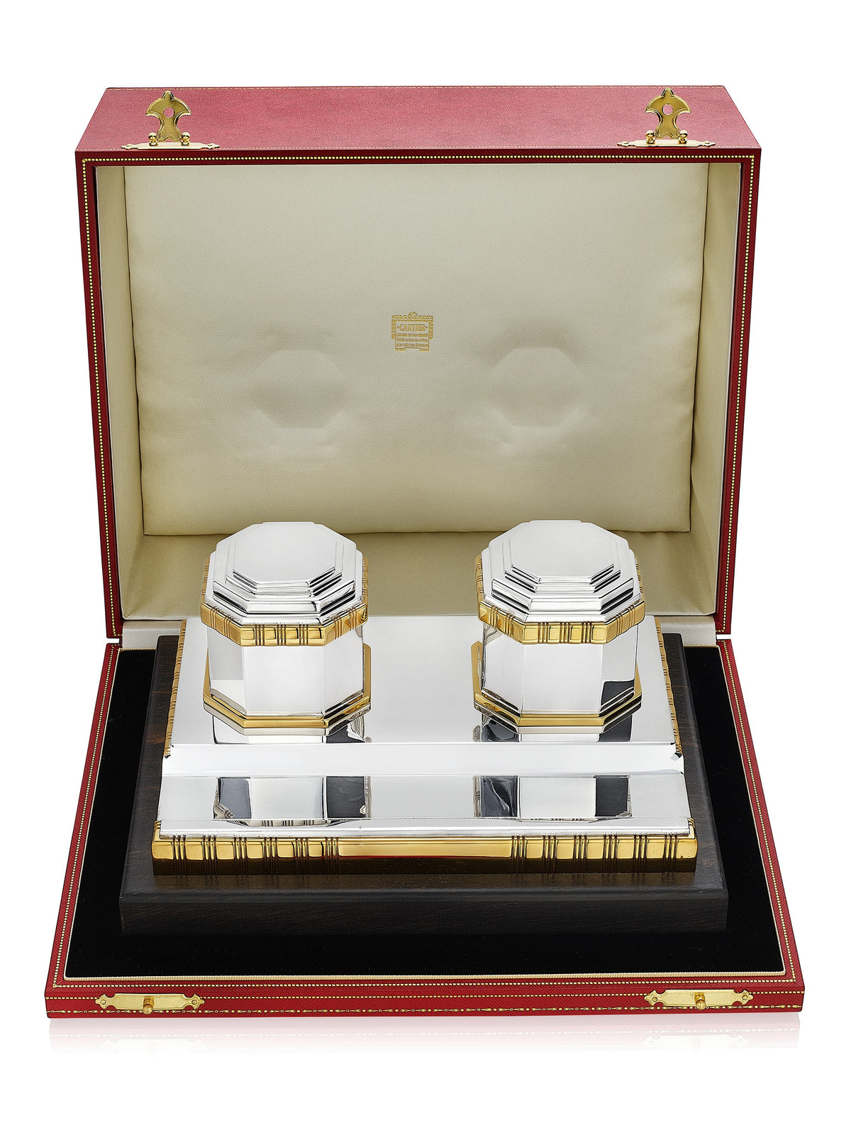 Art Deco Silver and Ebonite Inkstand by Cartier, Paris, circa 1930