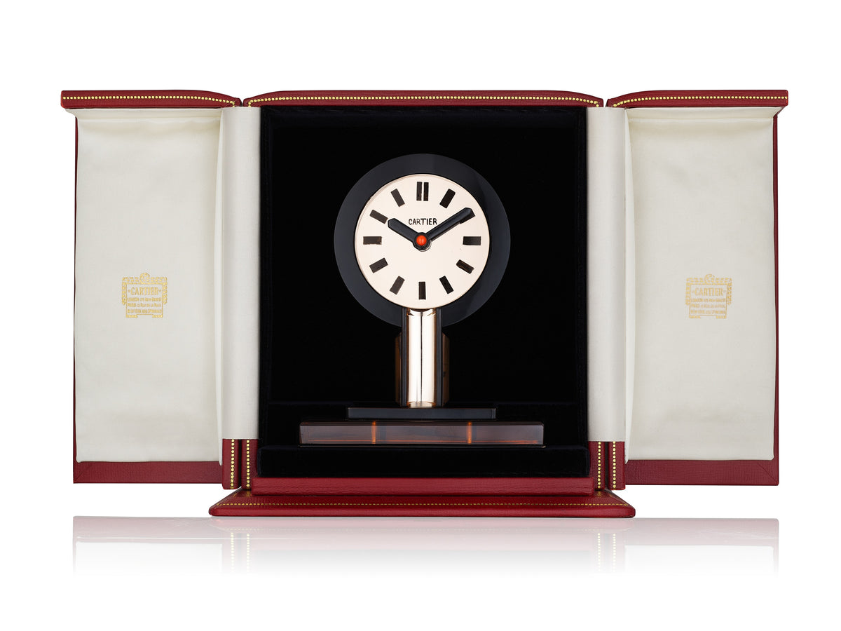 Art Deco Onyx and Amber Glass Pendulette Desk Clock by Cartier, Paris, circa 1930 — additional professional view