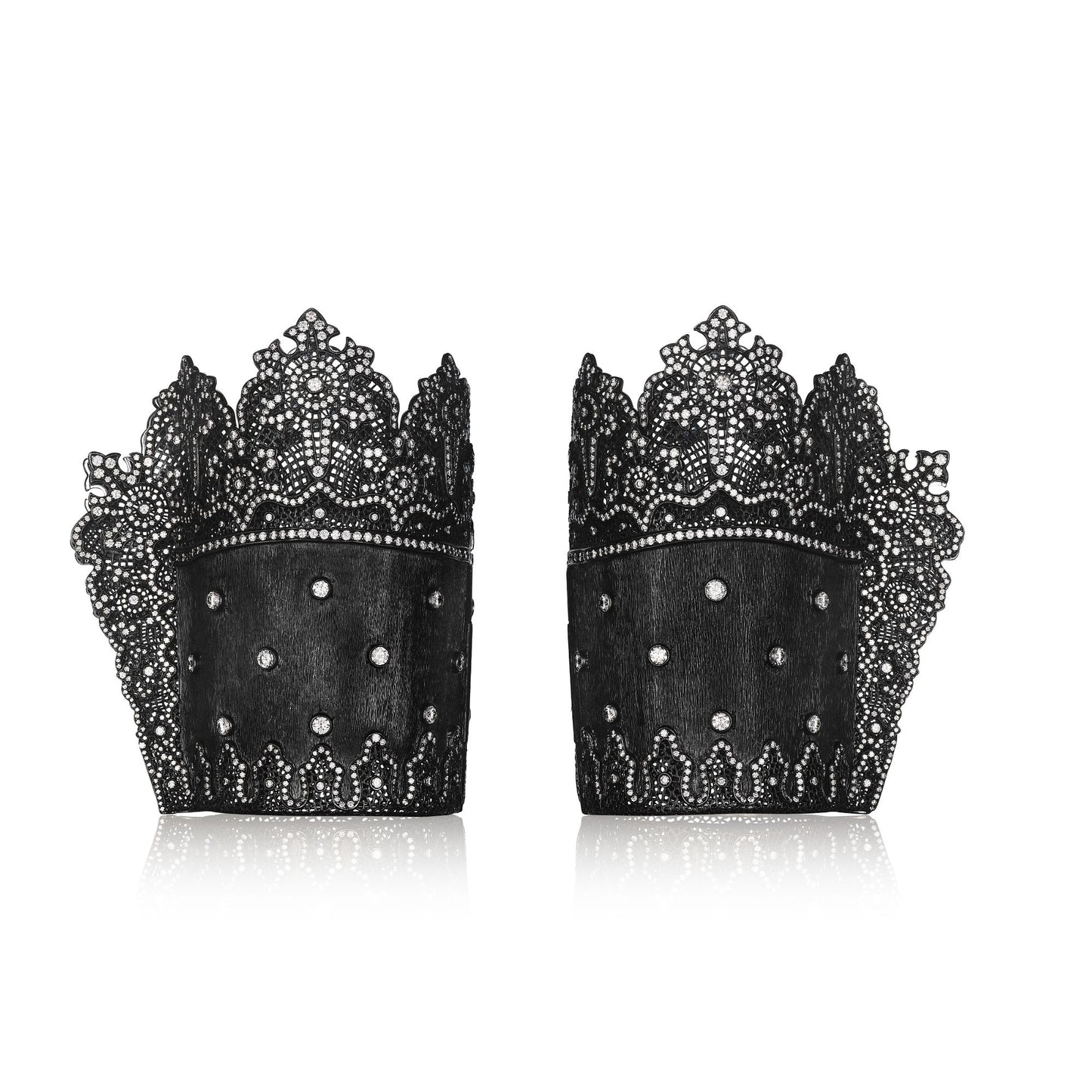 PAIR OF DIAMOND “BLACK LACE” CUFF BRACELETS BY MICHELLE ONG FOR CARNET, HONG KONG, 2000