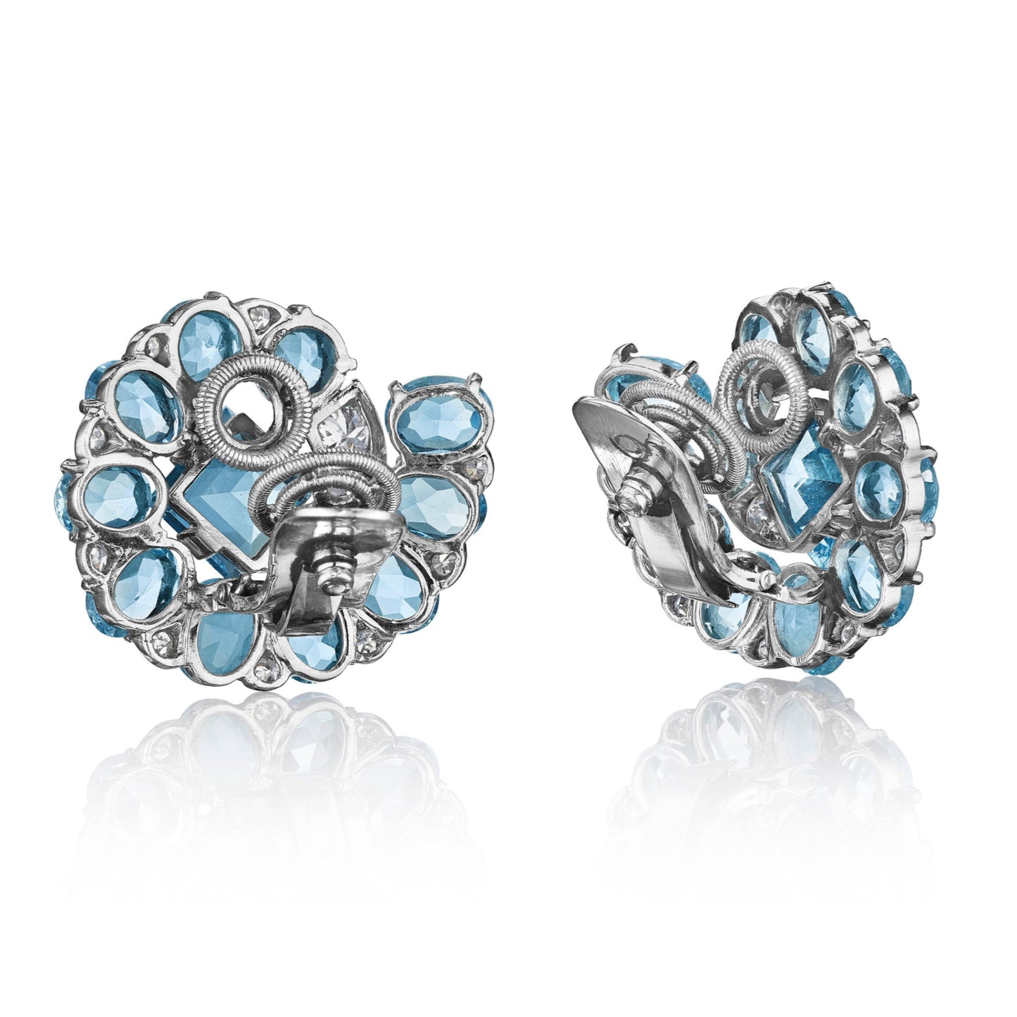 Art Deco Aquamarine and Diamond Bracelet and Ear Clips by Cartier, London, circa 1935