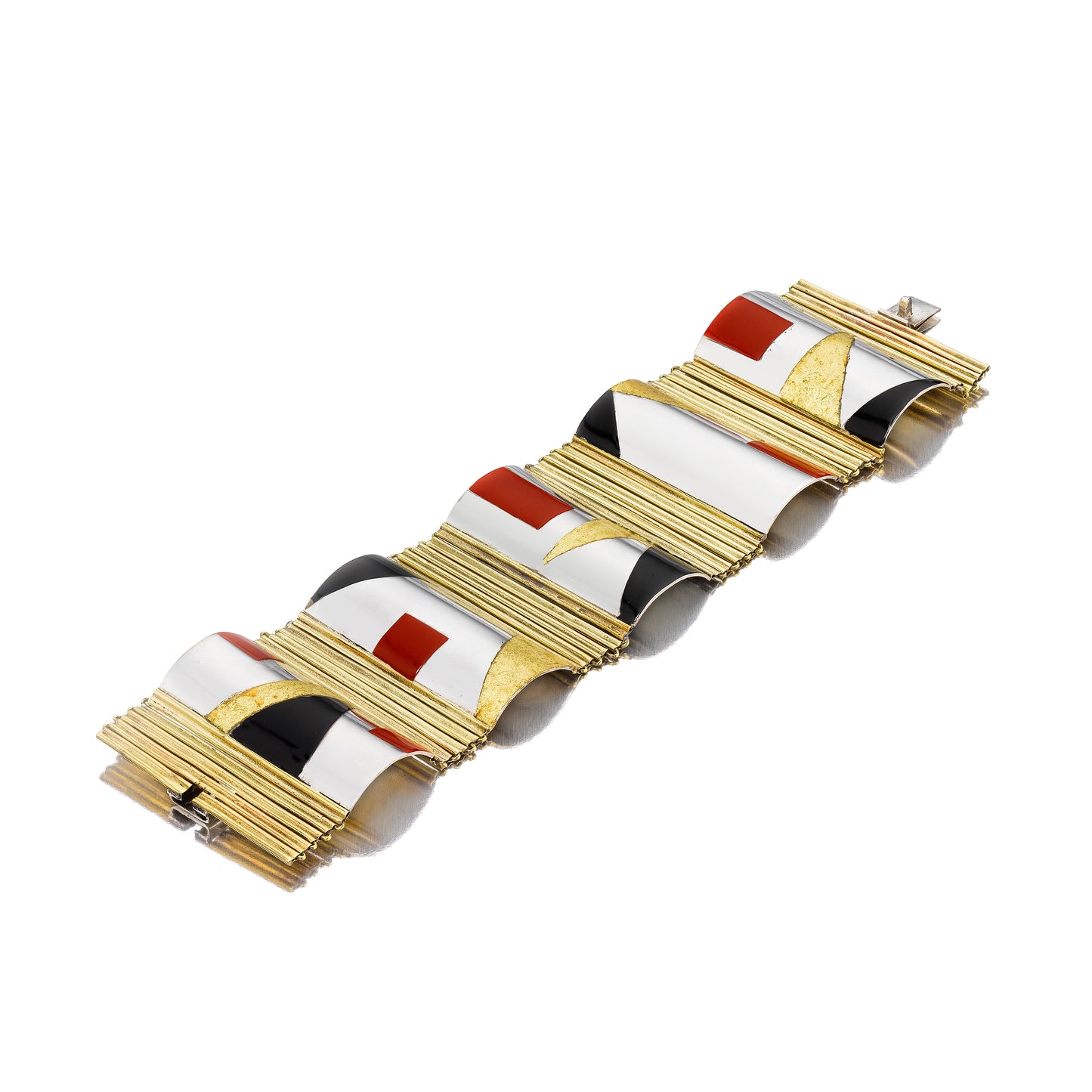 ART DECO LACQUER ARTICULATED BRACELET BY JEAN DUNAND, PARIS, CIRCA 1925