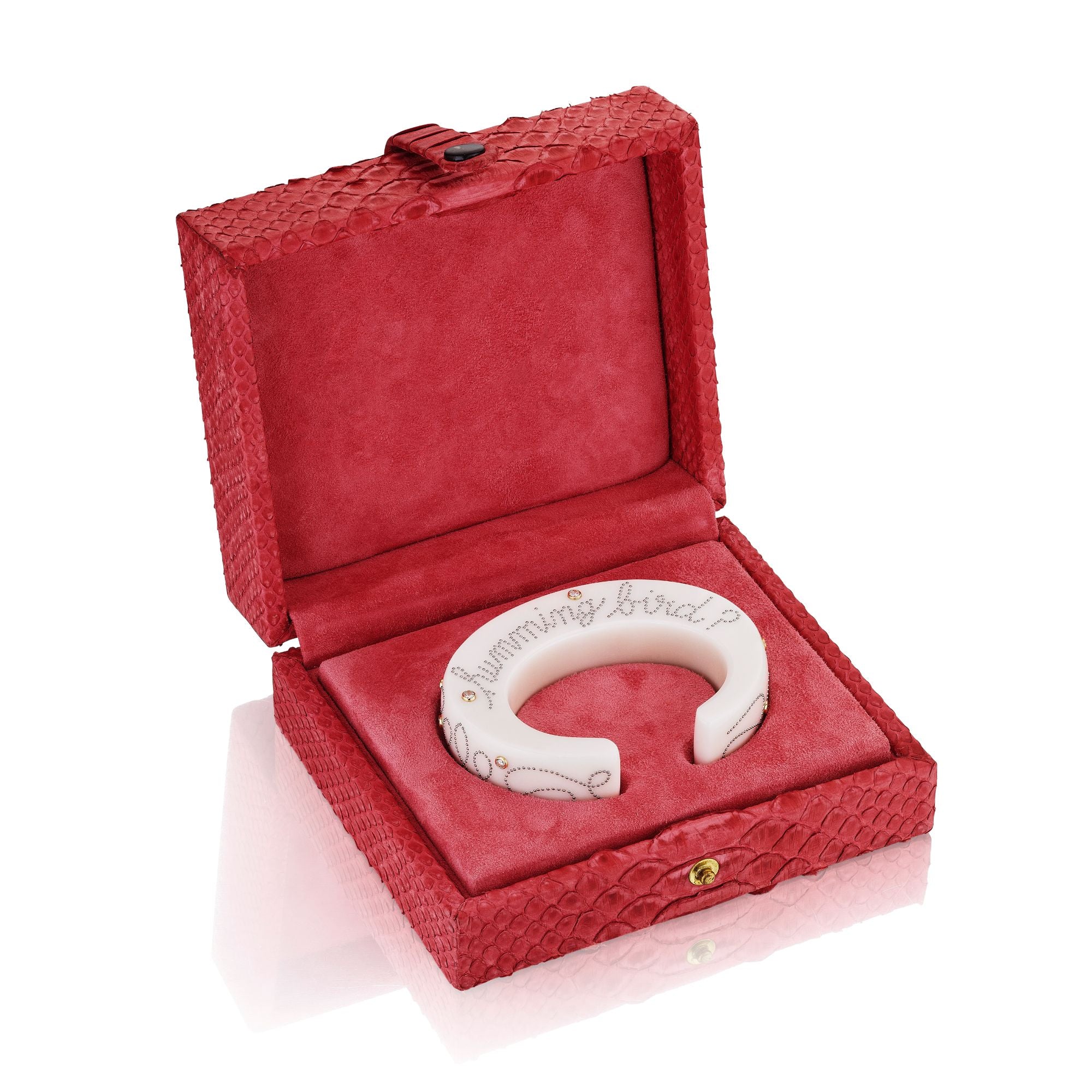 BAKELITE, STEEL, GOLD, AND DIAMOND CUFF BRACELET BY DANIEL BRUSH, NEW YORK, CIRCA 2004