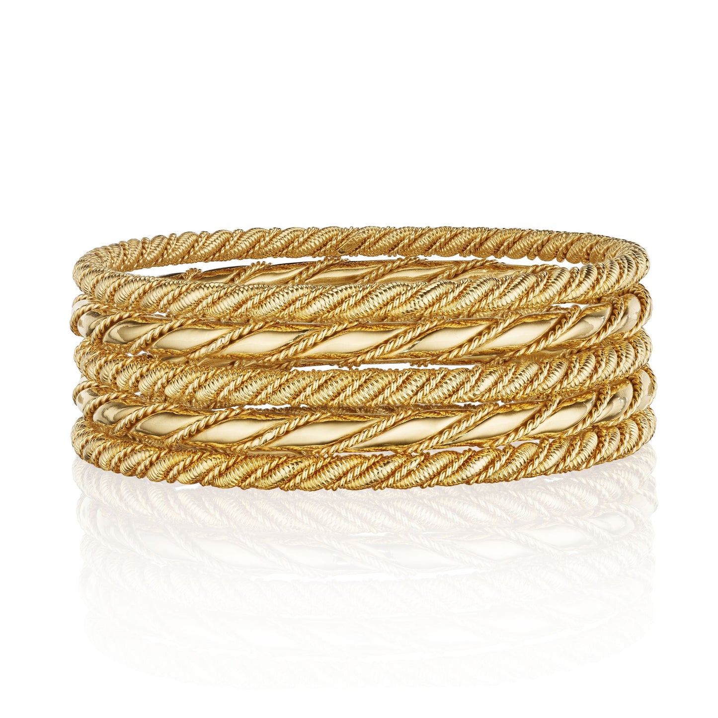FIVE GOLD ROPE TWIST BANGLE BRACELETS BY CARTIER, CIRCA 1950