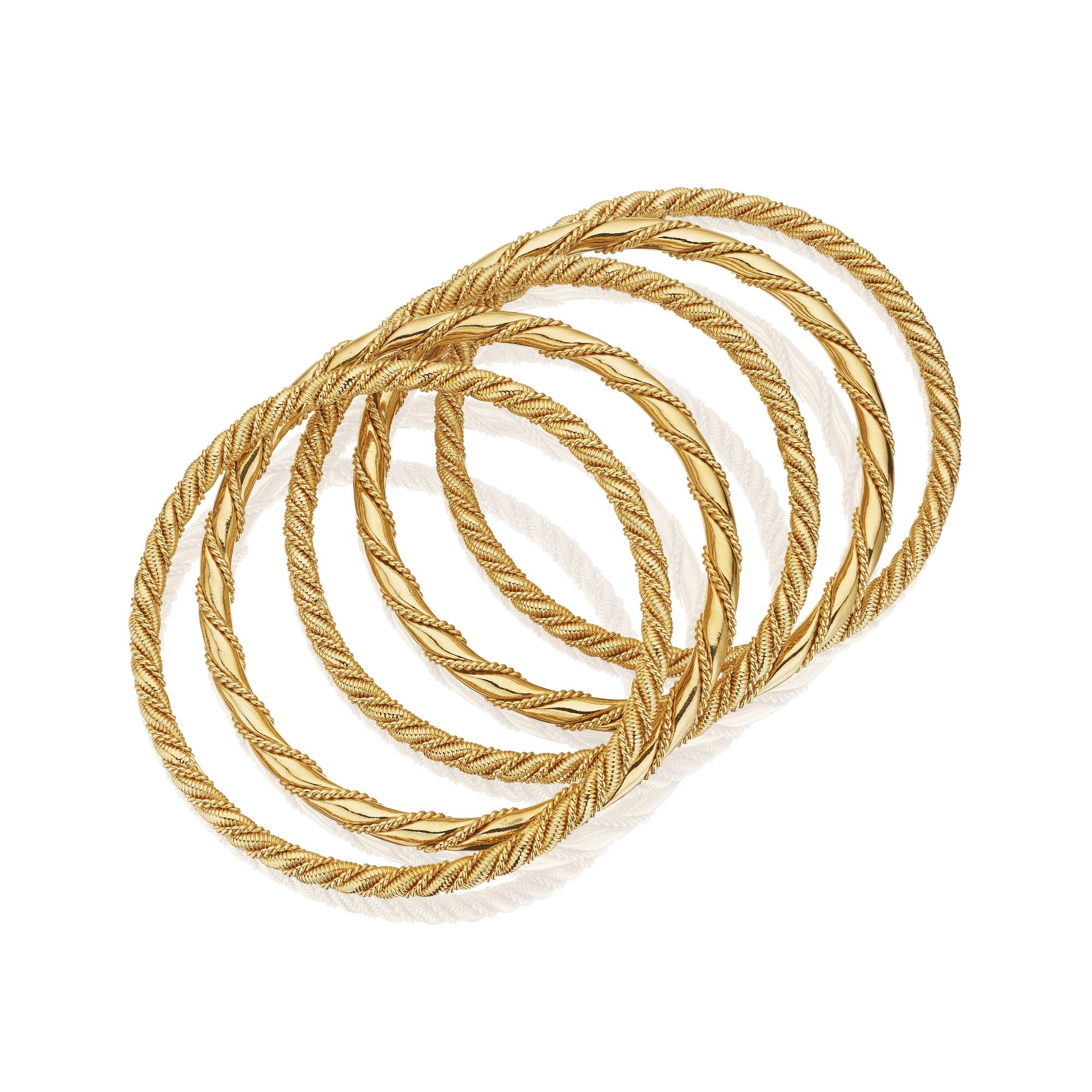 FIVE GOLD ROPE TWIST BANGLE BRACELETS BY CARTIER, CIRCA 1950