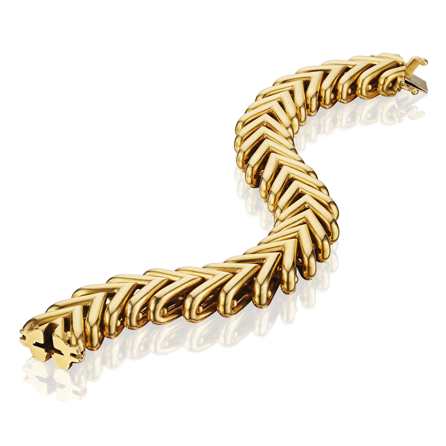 Gold “Vé” Bracelet by Hermès, Paris, circa 1950, Manufactured by Jacques Lenfant for Georges Lenfant