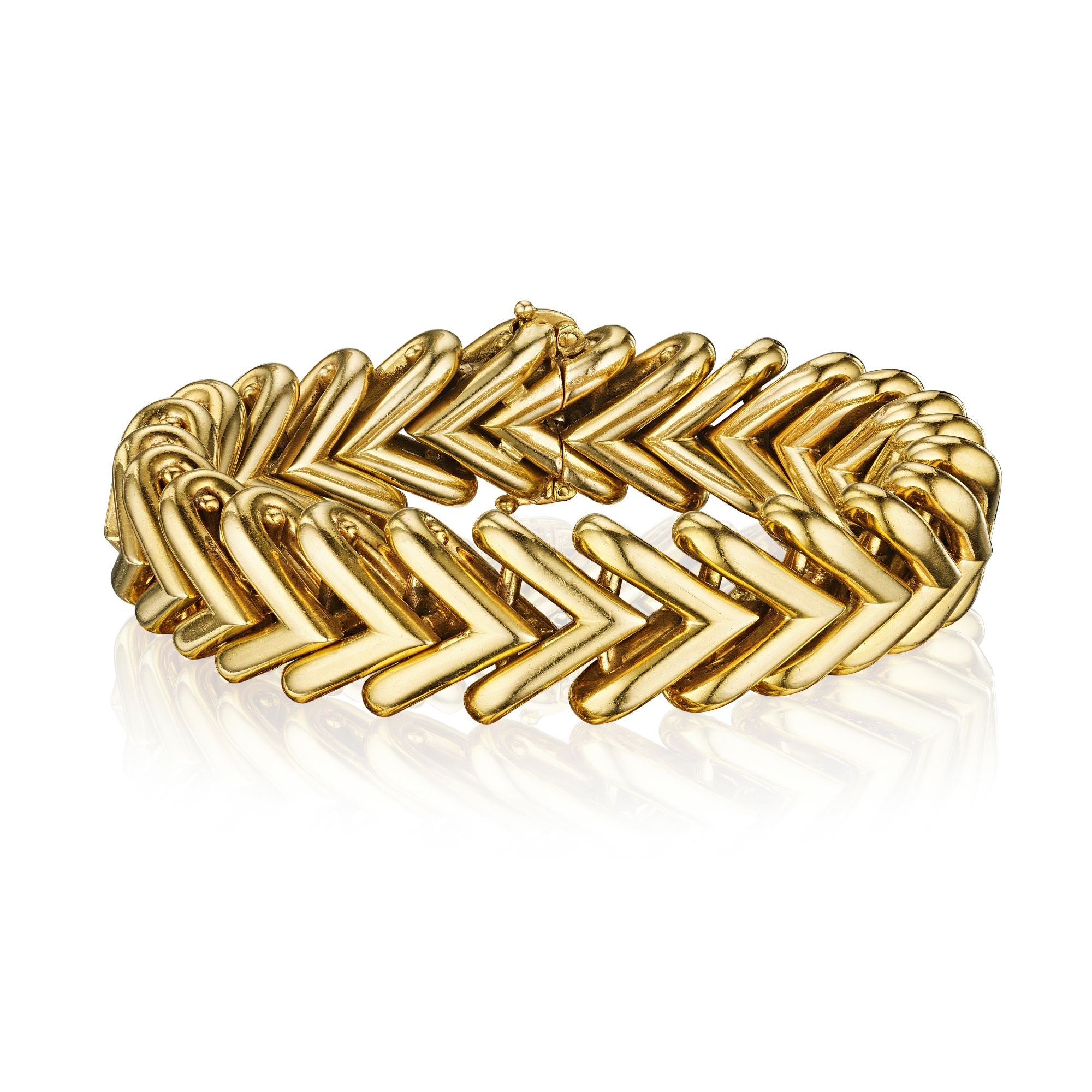 Gold “Vé” Bracelet by Hermès, Paris, circa 1950, Manufactured by Jacques Lenfant for Georges Lenfant