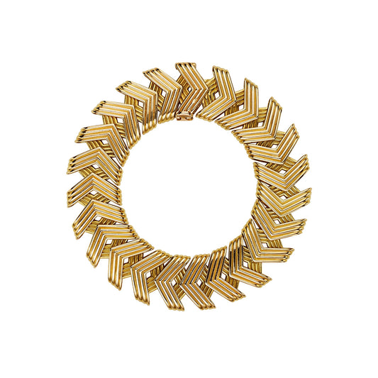 GOLD CHEVRON BRACELET BY VAN CLEEF & ARPELS, PARIS, CIRCA 1950, MANUFACTURED BY JACQUES LENFANT OF GEORGES LENFANT