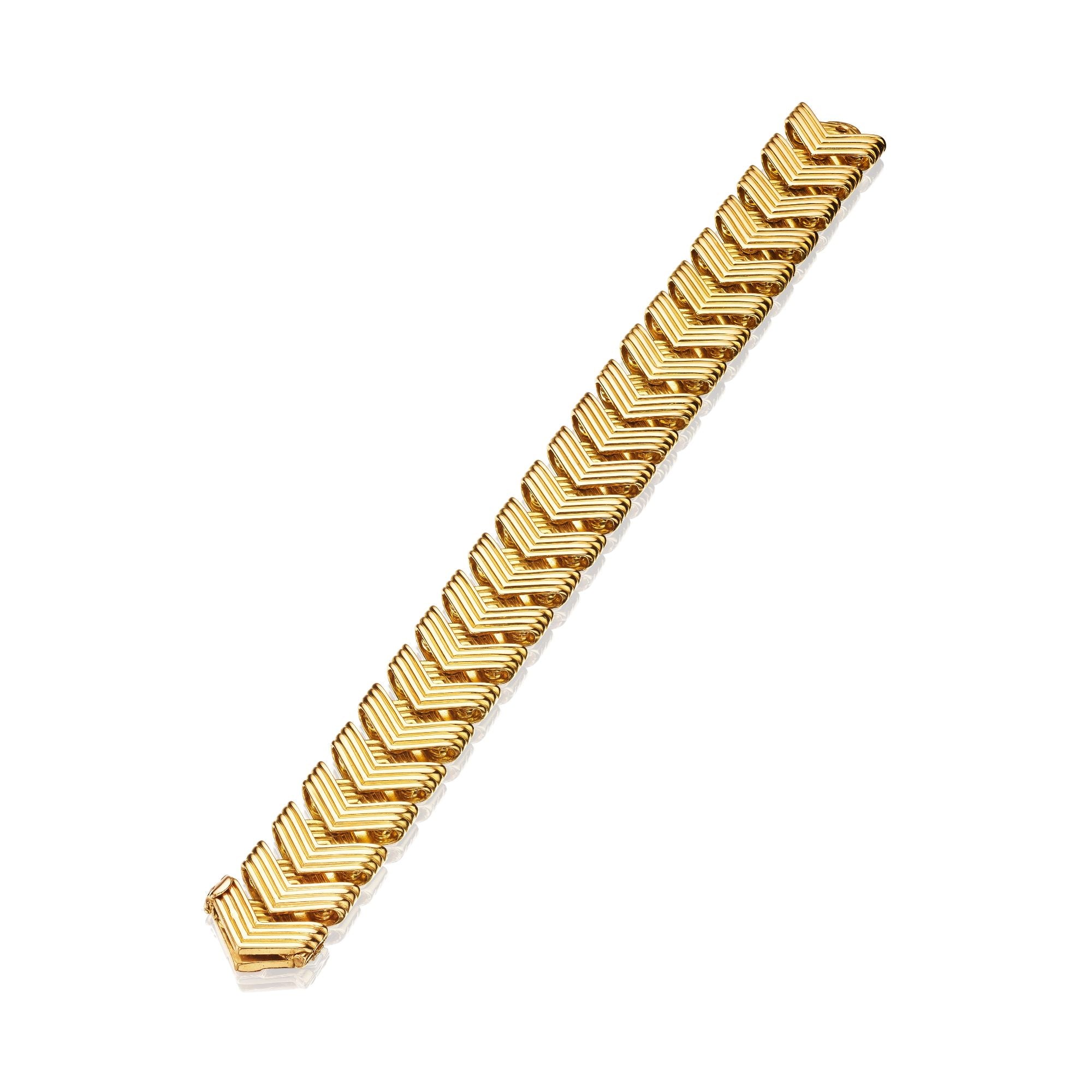 GOLD CHEVRON BRACELET BY VAN CLEEF & ARPELS, PARIS, CIRCA 1950, MANUFACTURED BY JACQUES LENFANT OF GEORGES LENFANT