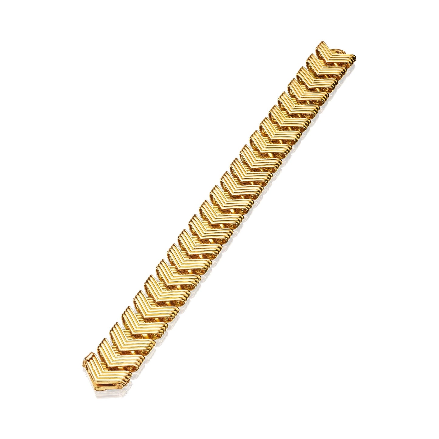 GOLD CHEVRON BRACELET BY VAN CLEEF & ARPELS, PARIS, CIRCA 1950, MANUFACTURED BY JACQUES LENFANT OF GEORGES LENFANT