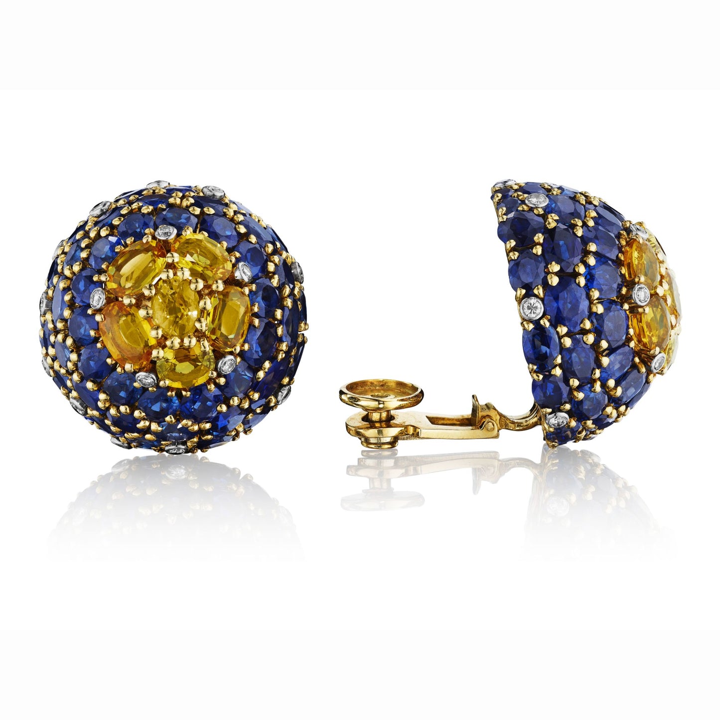 BICOLORED SAPPHIRE AND DIAMOND SUITE BY MARCHAK, PARIS, CIRCA 1960