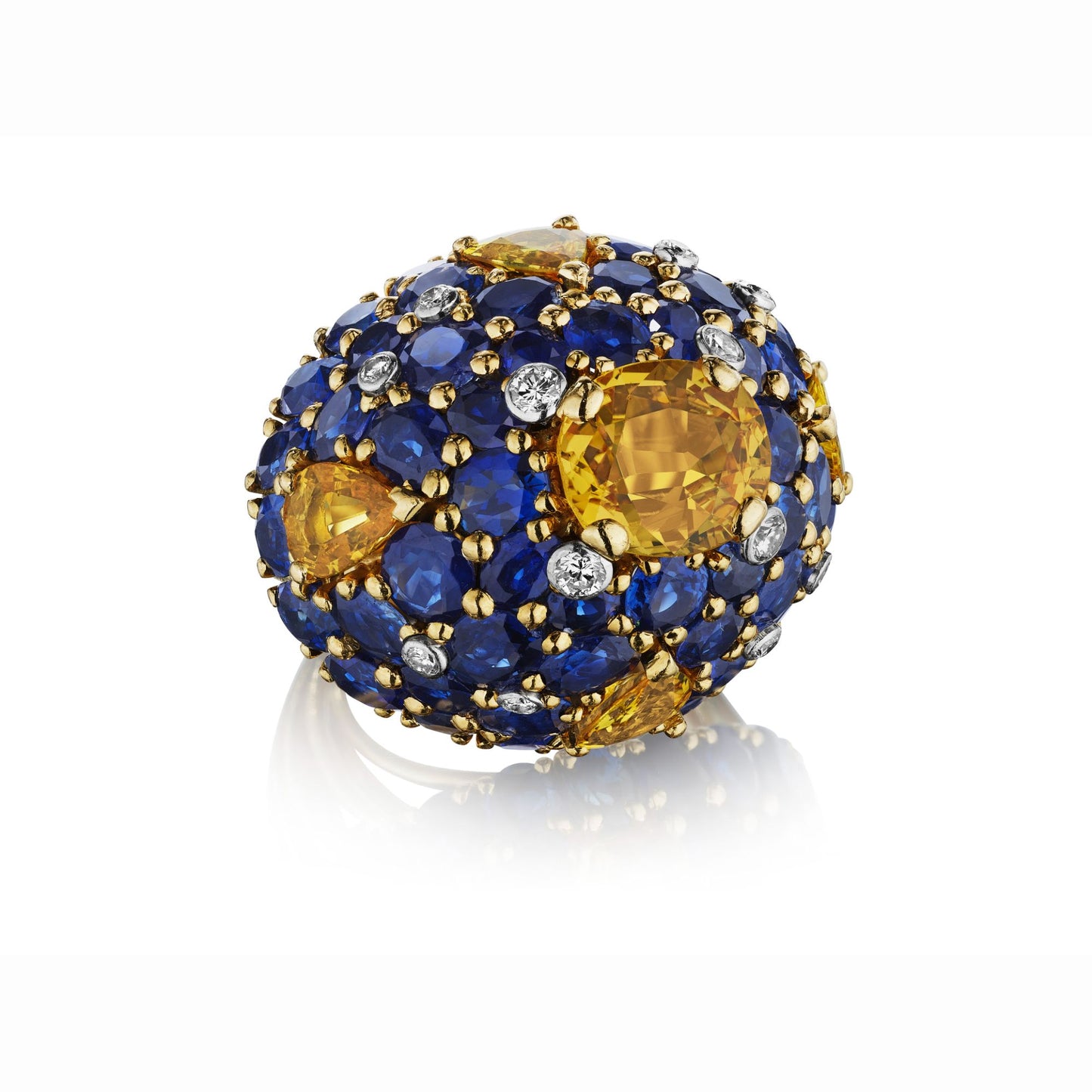 BICOLORED SAPPHIRE AND DIAMOND SUITE BY MARCHAK, PARIS, CIRCA 1960