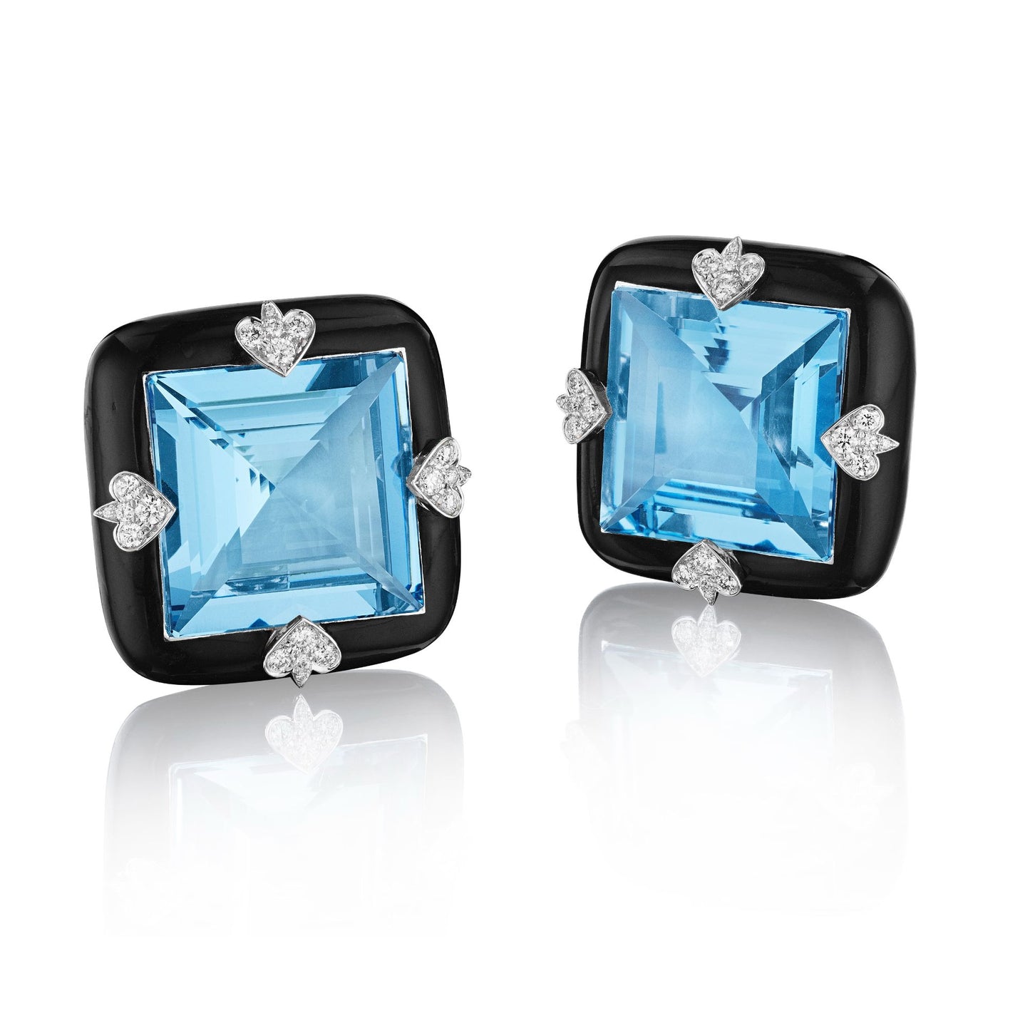 CHROMA SPADE: CERAMIC, DIAMOND, AND AQUAMARINE EAR CLIPS BY SIEGELSON, NEW YORK