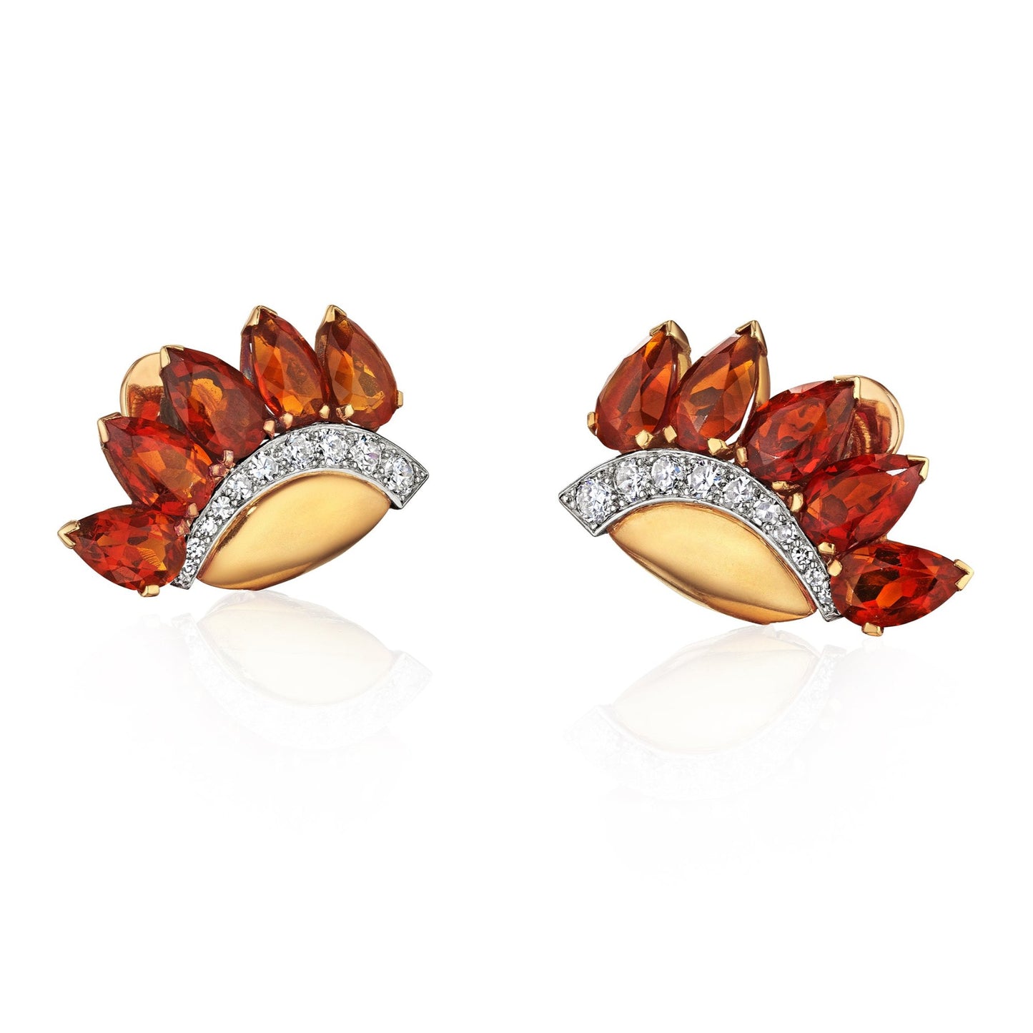 Art Moderne Diamond and Citrine Earrings by Cartier, London, circa 1935