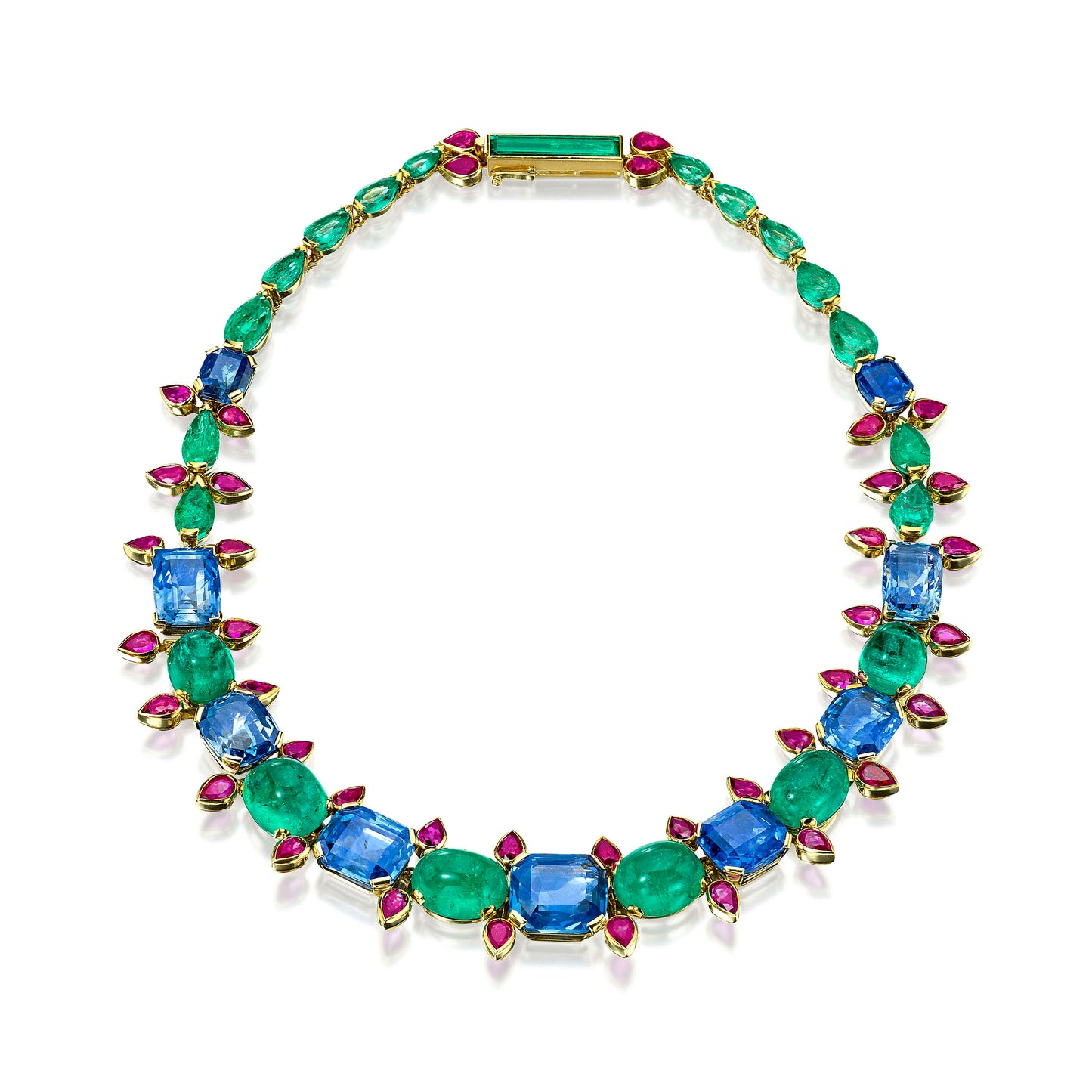 SAPPHIRE, EMERALD, AND RUBY “HINDU” NECKLACE BY SUZANNE BELPERRON, PARIS, CIRCA 1948