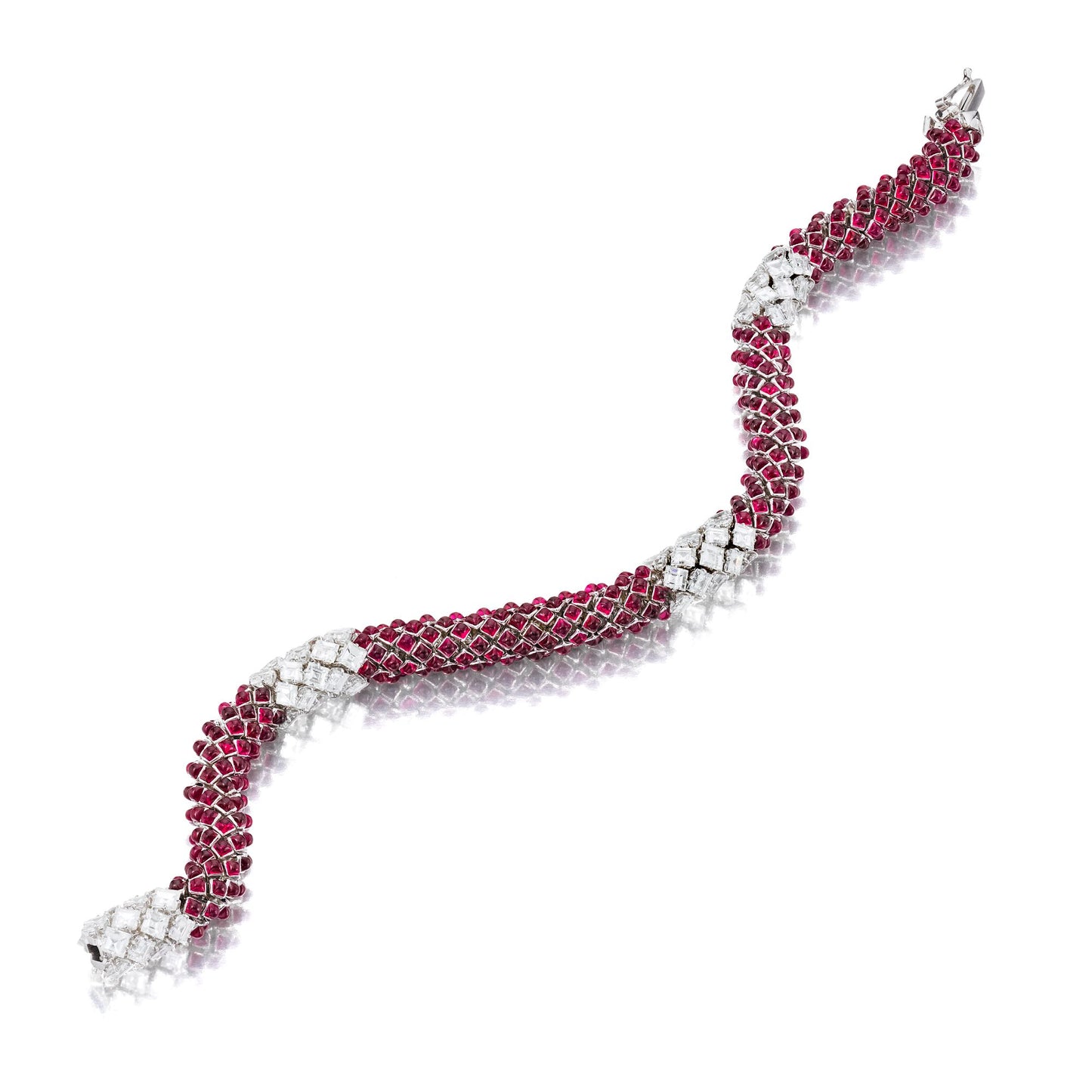 RUBY AND DIAMOND NECKLACE AND BRACELET BY SIEGELSON, NEW YORK