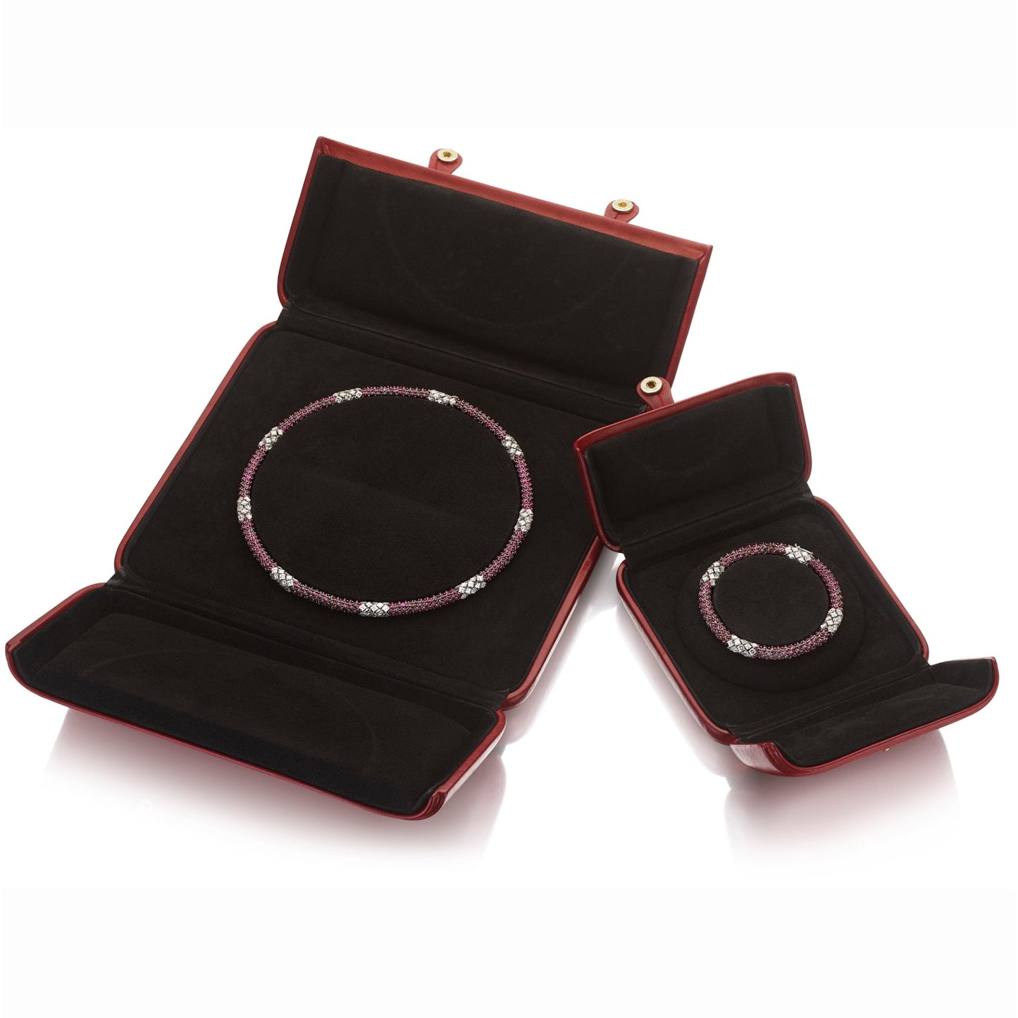 RUBY AND DIAMOND NECKLACE AND BRACELET BY SIEGELSON, NEW YORK
