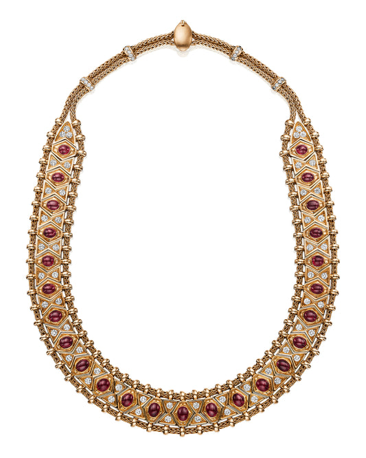 GOLD, RUBY AND DIAMOND NECKLACE BY RENÉ BOIVIN, PARIS, CIRCA 1950
