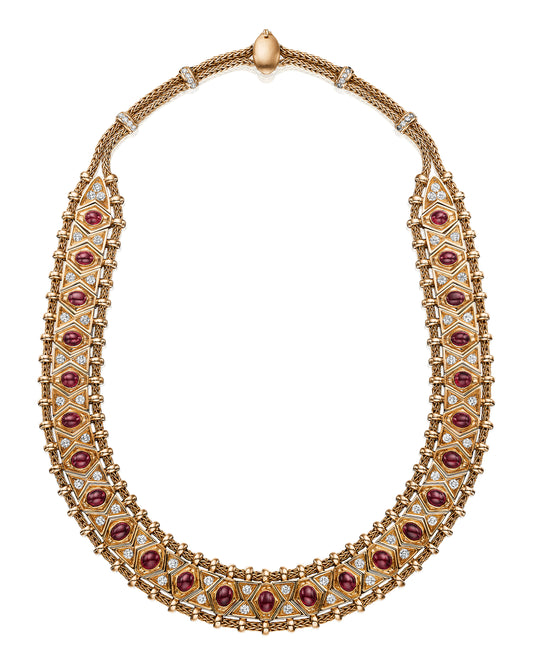 GOLD, RUBY AND DIAMOND NECKLACE BY RENÉ BOIVIN, PARIS, CIRCA 1950