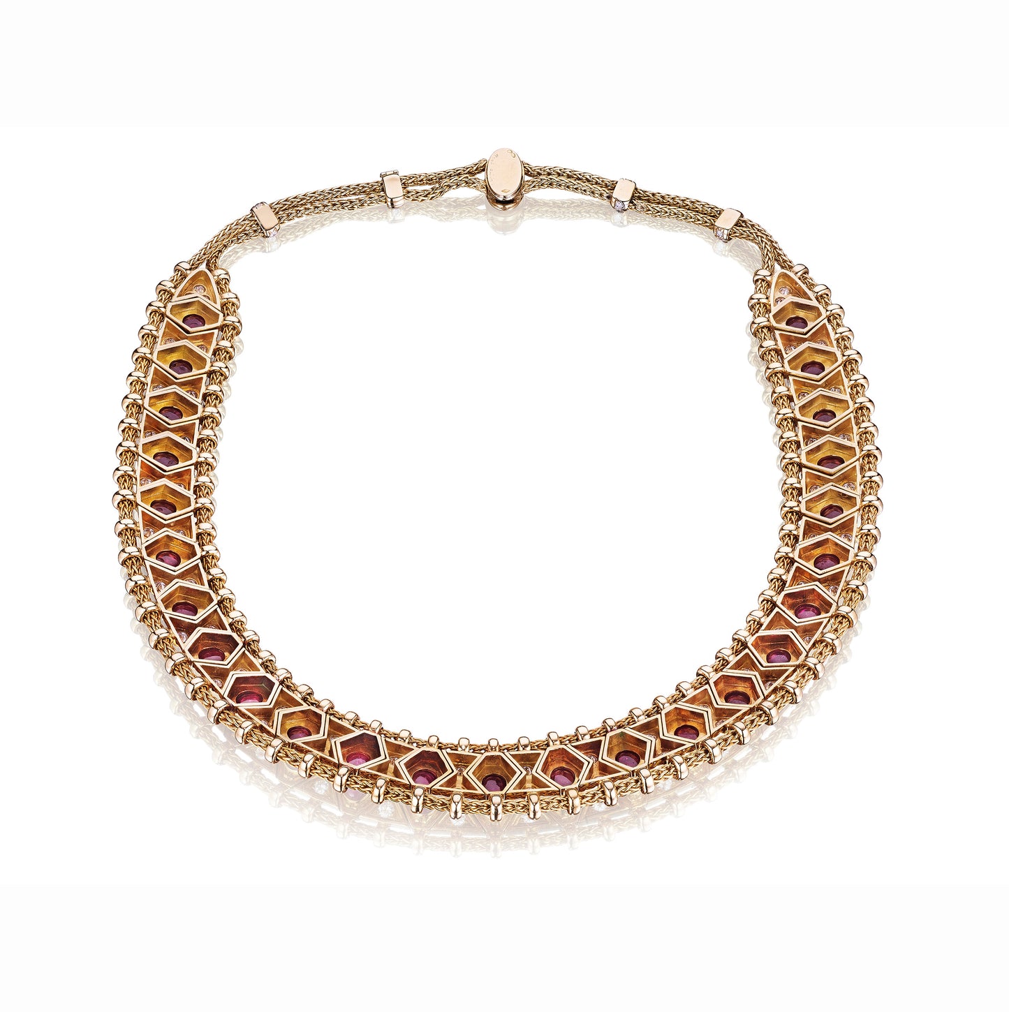 GOLD, RUBY AND DIAMOND NECKLACE BY RENÉ BOIVIN, PARIS, CIRCA 1950