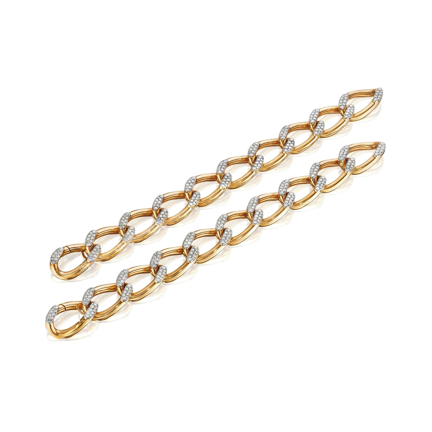 GOLD  AND  DIAMOND  TWISTED  LINK  NECKLACE  CONVERTIBLE  TO  TWO  BRACELETS BY  CARTIER,  PARIS,  CIRCA  1945