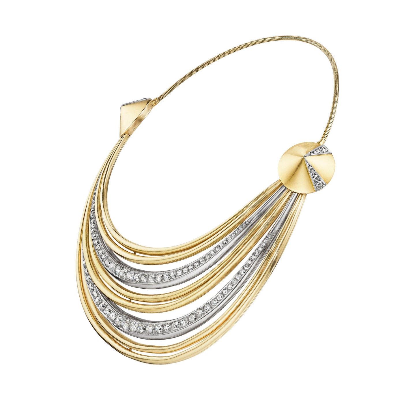 ART MODERNE GOLD, PLATINUM, AND DIAMOND NECKLACE BY SUZANNE BELPERRON, PARIS, CIRCA 1940