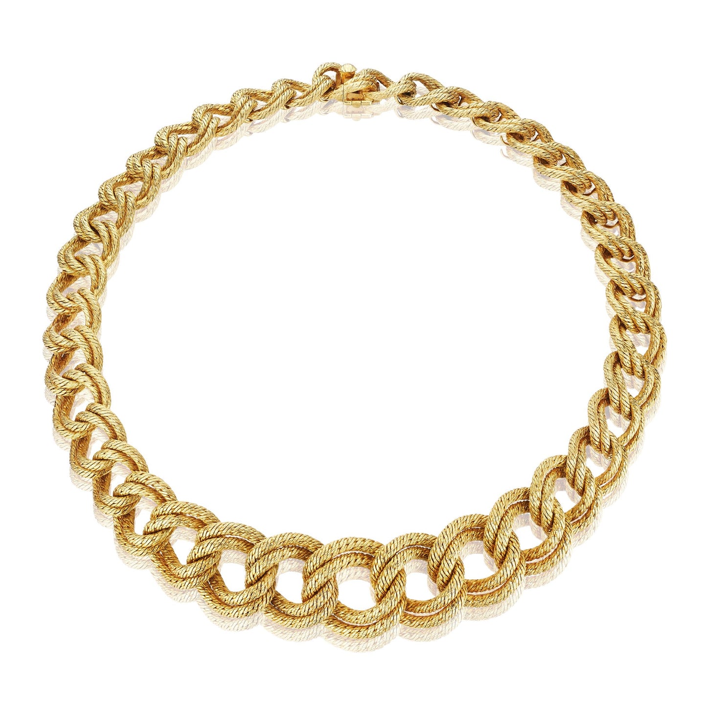 GOLD “PAILLETTE” DOUBLE CURB LINK NECKLACE BY VAN CLEEF & ARPELS, PARIS, CIRCA 1950, MANUFACTURED BY JACQUES LENFANT FOR GEORGES LENFANT