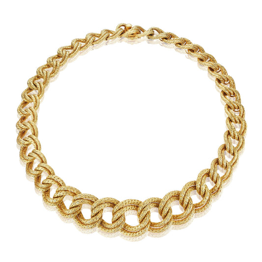 GOLD “PAILLETTE” DOUBLE CURB LINK NECKLACE BY VAN CLEEF & ARPELS, PARIS, CIRCA 1950, MANUFACTURED BY JACQUES LENFANT FOR GEORGES LENFANT