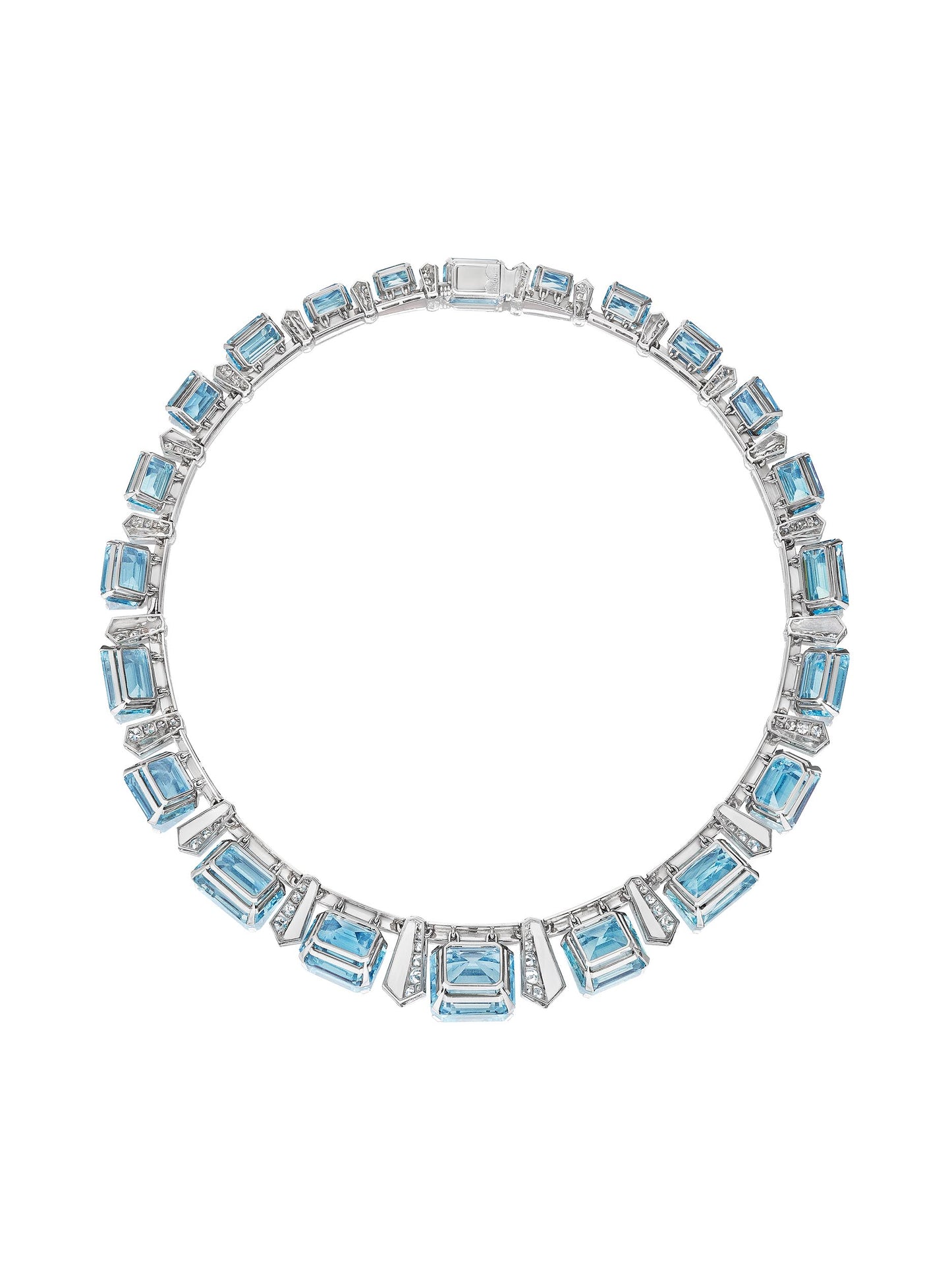 Art Modern Aquamarine, Diamond and Coral Necklace by Jean Fouquet, Paris, circa 1935