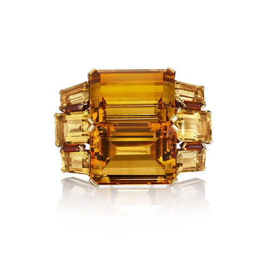 ART MODERNE CITRINE BROOCH BY SUZANNE BELPERRON FOR RENÉ BOIVIN, PARIS, 1933