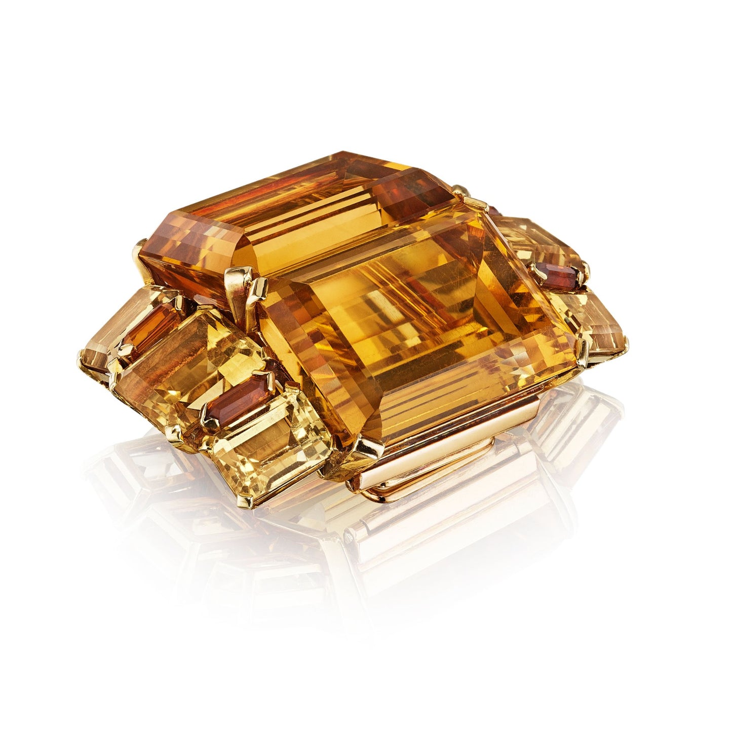 ART MODERNE CITRINE BROOCH BY SUZANNE BELPERRON FOR RENÉ BOIVIN, PARIS, 1933