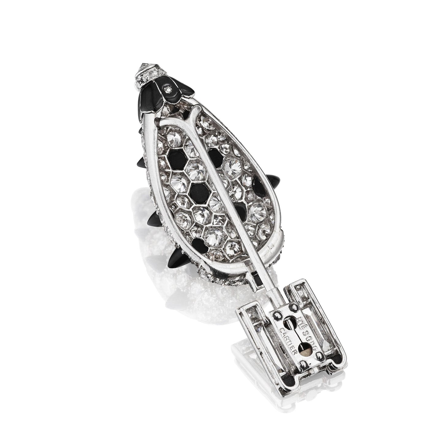 ART DECO BLACK ONYX, DIAMOND, AND ENAMEL TOPIARY BROOCH BY CARTIER, PARIS, CIRCA 1925