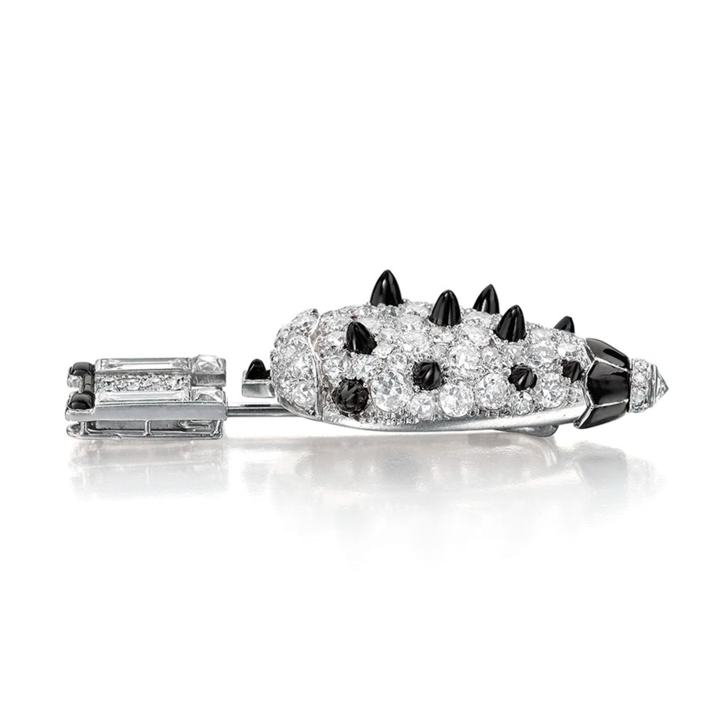 ART DECO BLACK ONYX, DIAMOND, AND ENAMEL TOPIARY BROOCH BY CARTIER, PARIS, CIRCA 1925