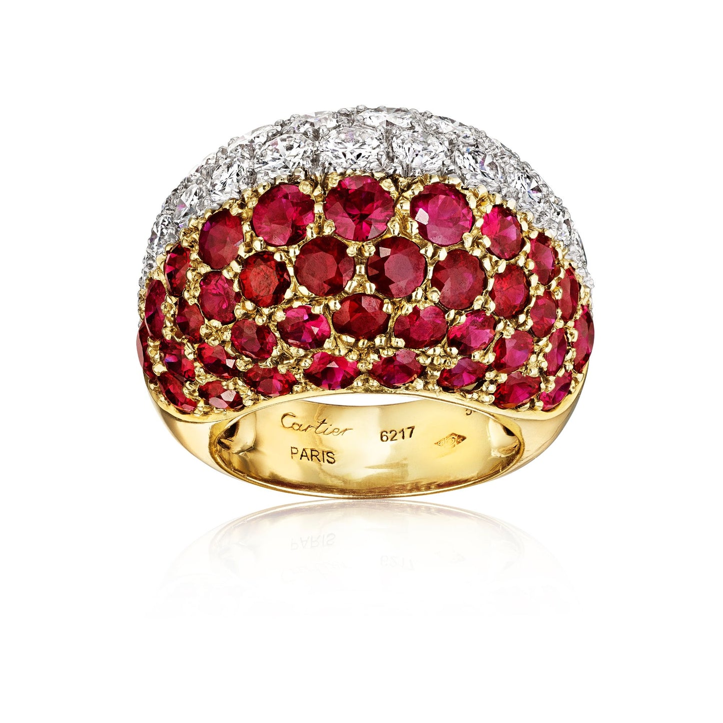 Bombé Ruby and Diamond Ring by Cartier, Paris, circa 1970