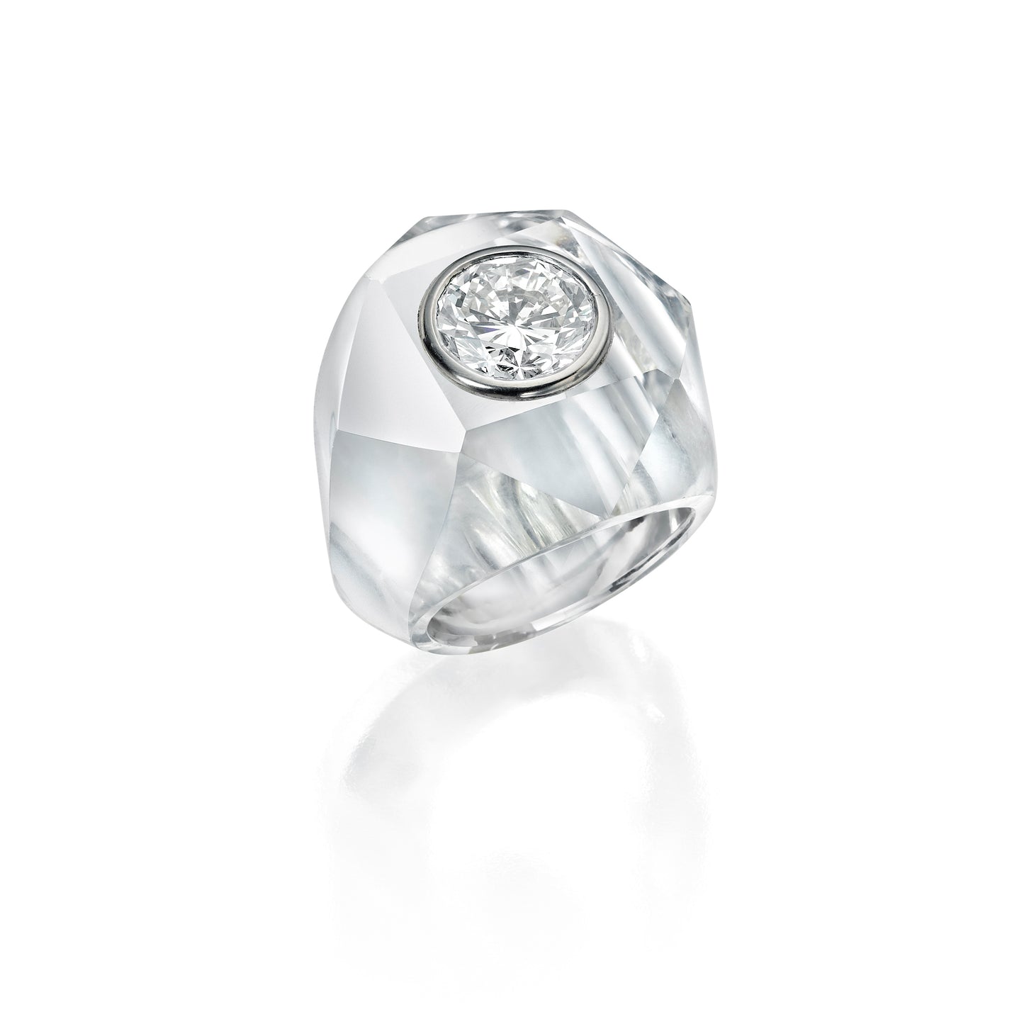 ROCK CRYSTAL AND DIAMOND RING BY SUZANNE BELPERRON, PARIS, CIRCA 1940