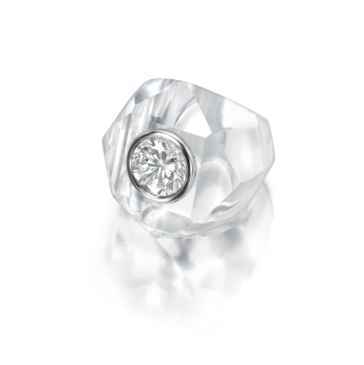 ROCK CRYSTAL AND DIAMOND RING BY SUZANNE BELPERRON, PARIS, CIRCA 1940