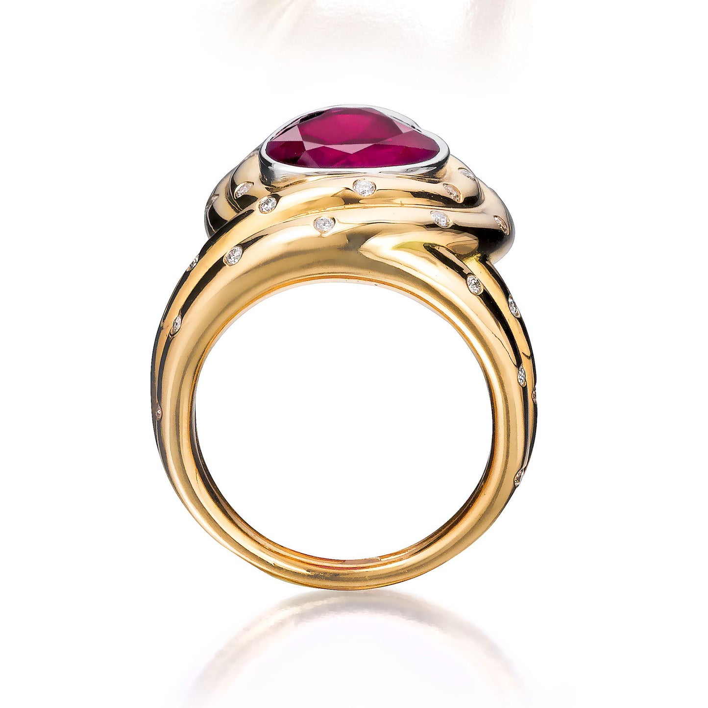 HEART-SHAPED RUBY AND DIAMOND RING BY SIEGELSON, NEW YORK