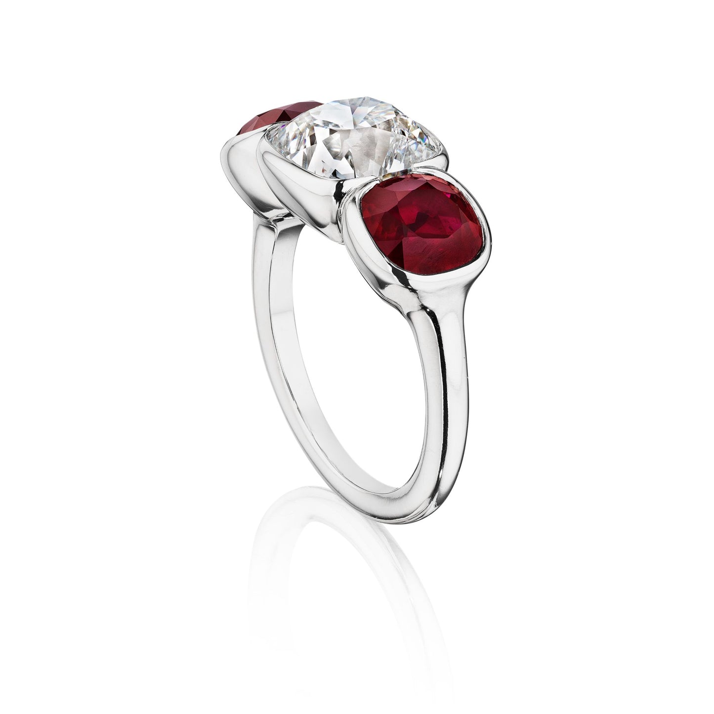PLATINUM DIAMOND AND RUBY RING BY SIEGELSON, NEW YORK