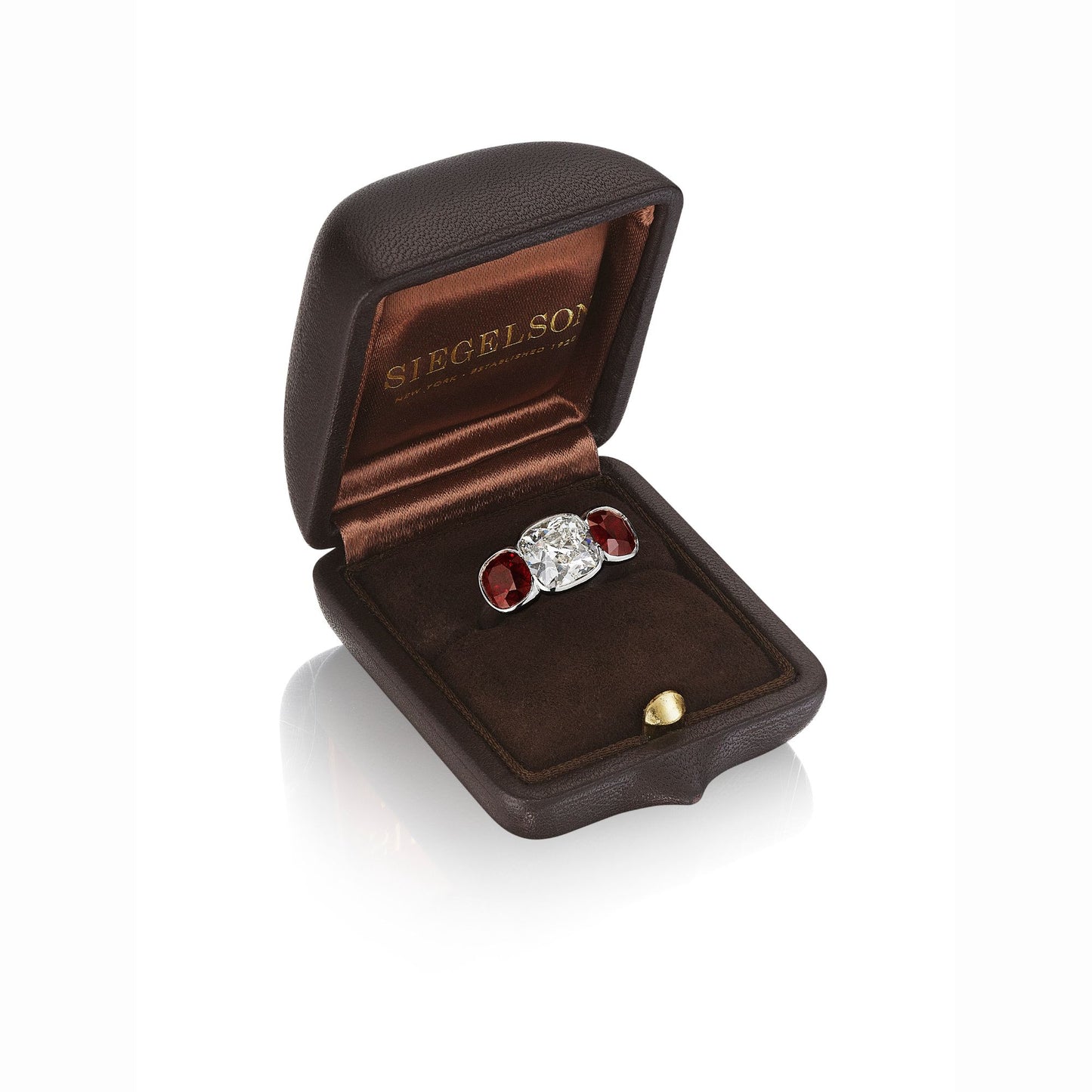 PLATINUM DIAMOND AND RUBY RING BY SIEGELSON, NEW YORK