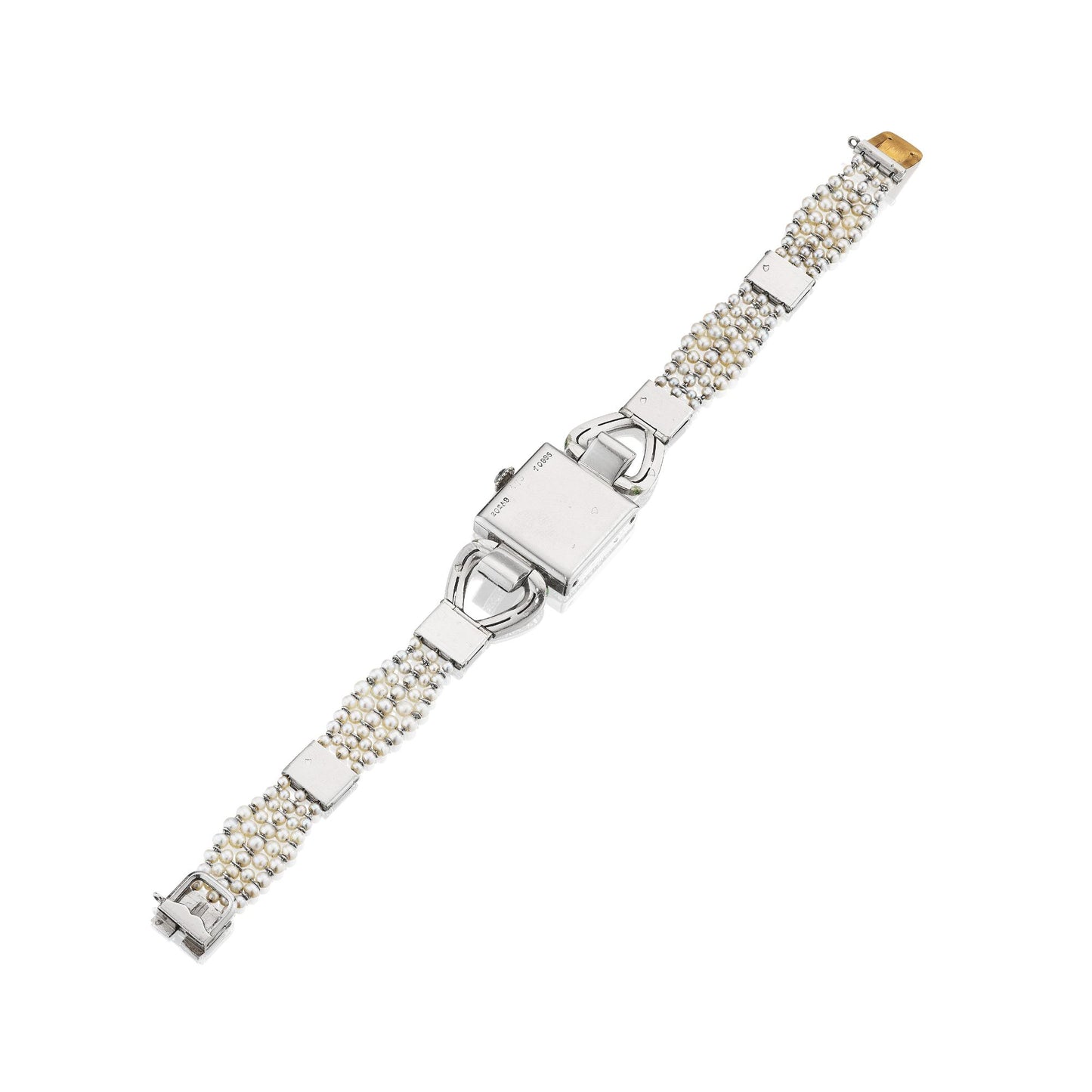 ART DECO DIAMOND, PEARL, AND ONYX WATCH BY CARTIER, PARIS, CIRCA 1920