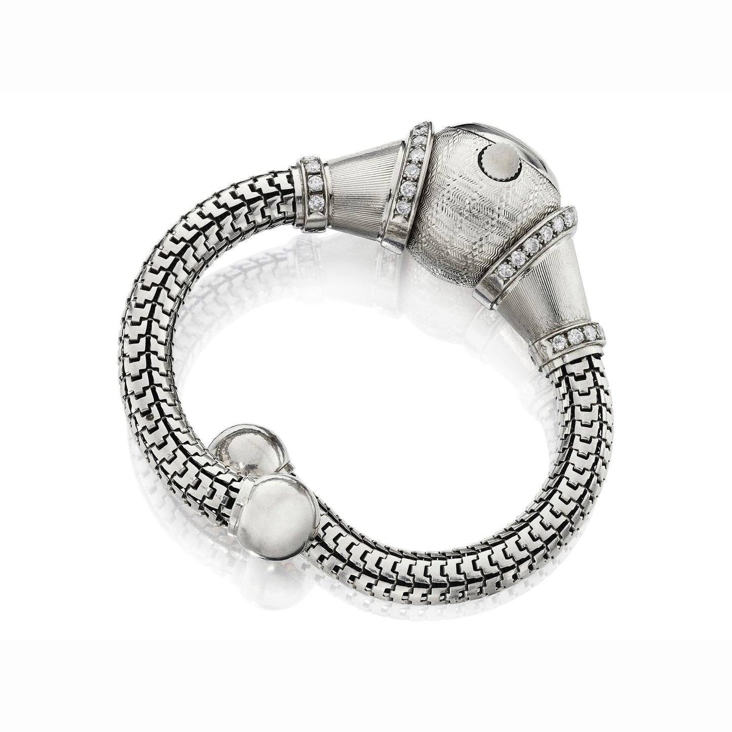ART MODERNE PLATINUM AND DIAMOND PIVOTING BALL WRISTWATCH BY BOUCHERON, PARIS, CIRCA 1937
